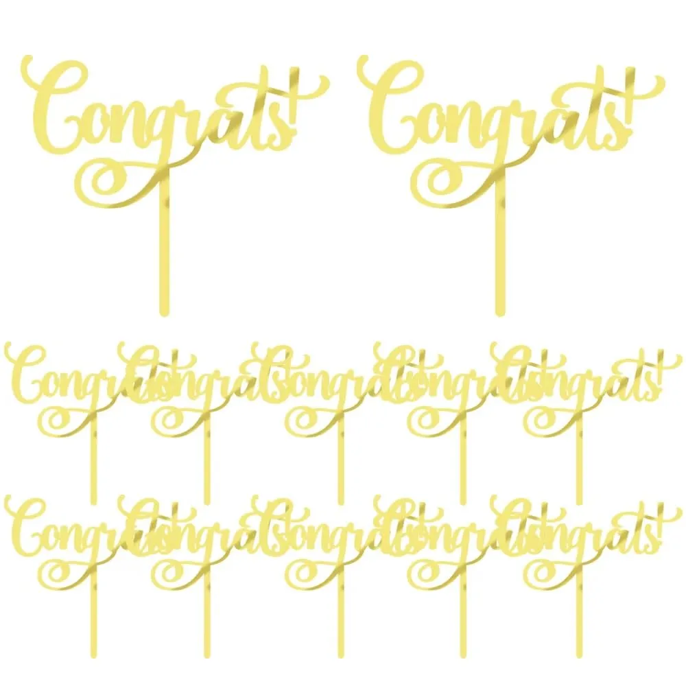 12 Pcs Congrats Cake Topper,Gold Acrylic Celebration Cake Topper