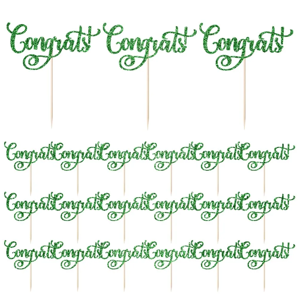 24 Pcs Congrats Cupcake Toppers,Celebration Cupcake Toppers
