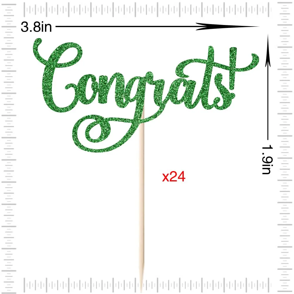 24 Pcs Congrats Cupcake Toppers,Celebration Cupcake Toppers