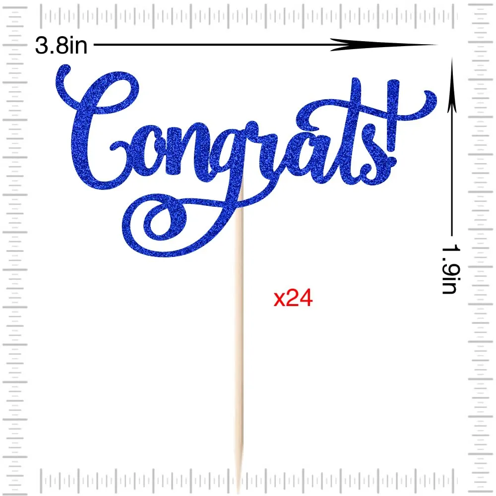24 Pcs Congrats Cupcake Toppers,Celebration Cupcake Toppers