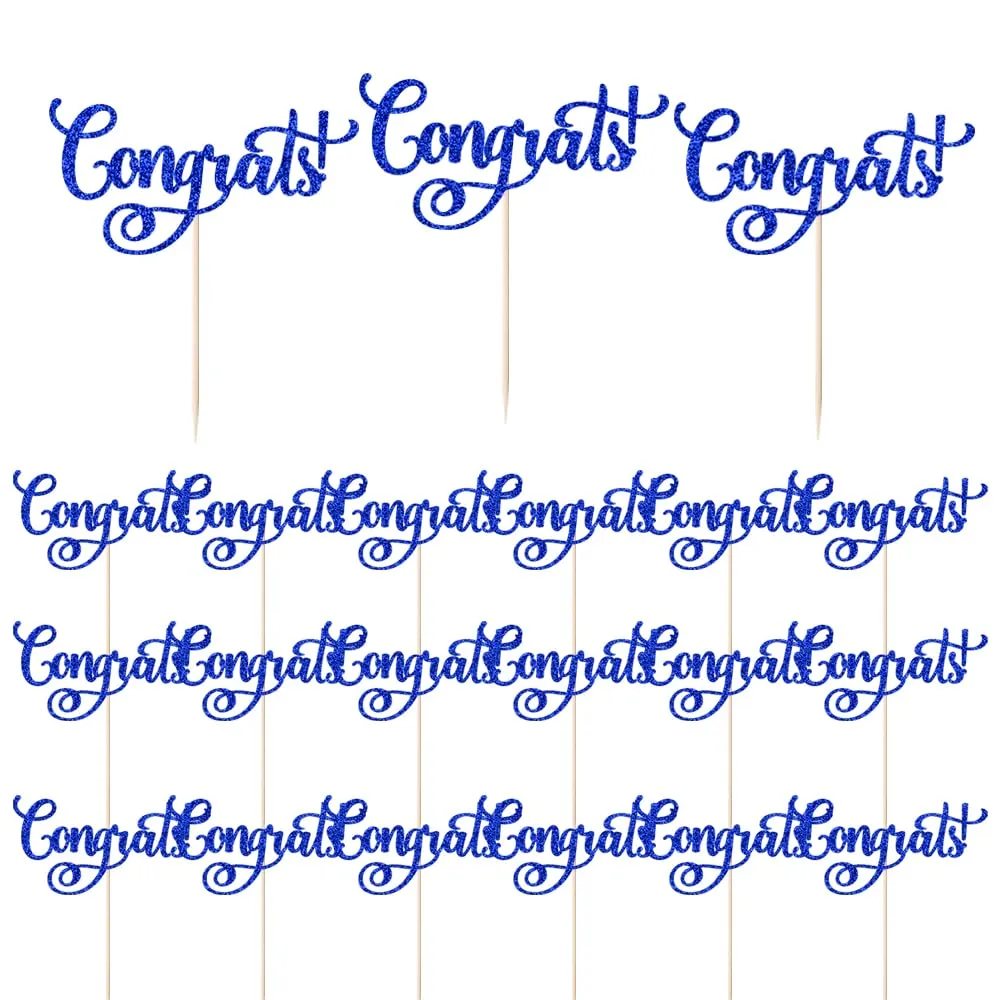 24 Pcs Congrats Cupcake Toppers,Celebration Cupcake Toppers