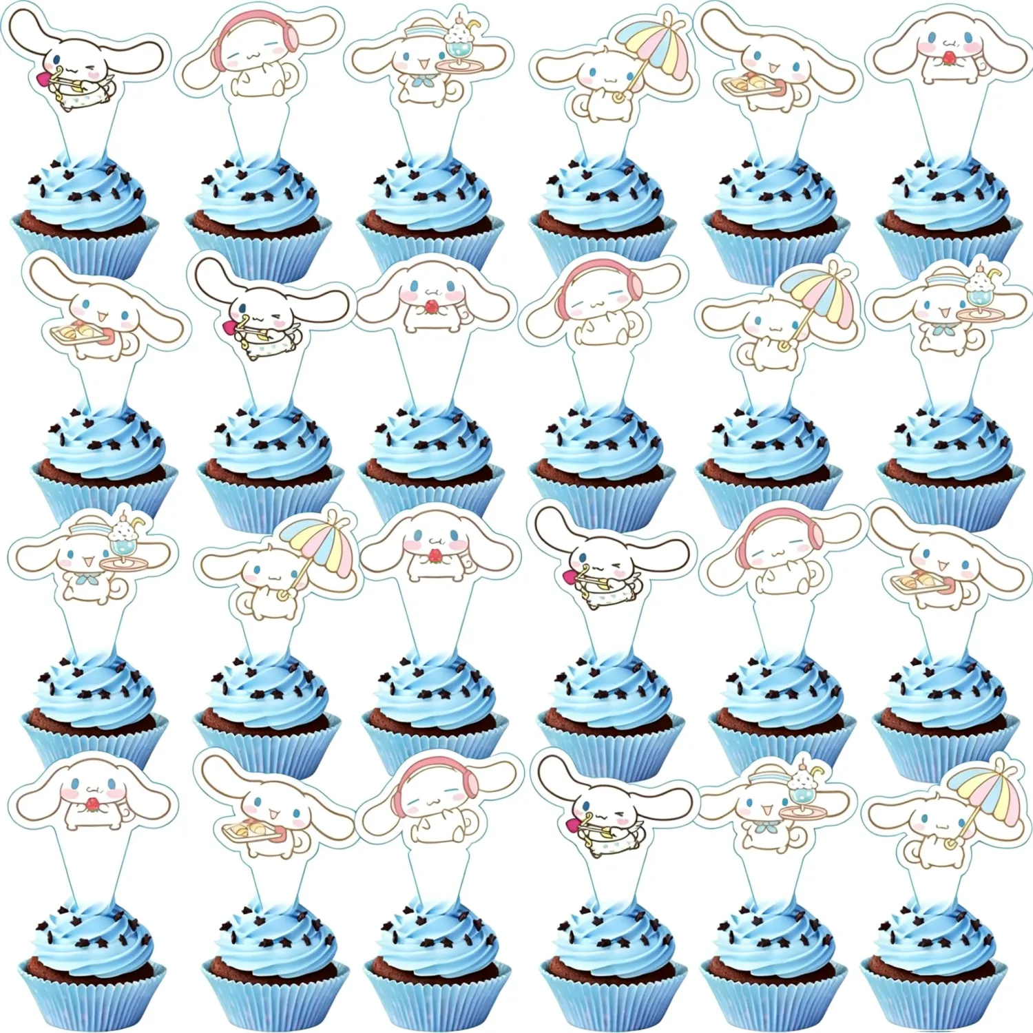 24pcs Kawaii Cinnamon Cupcake Topper Cake Decorations