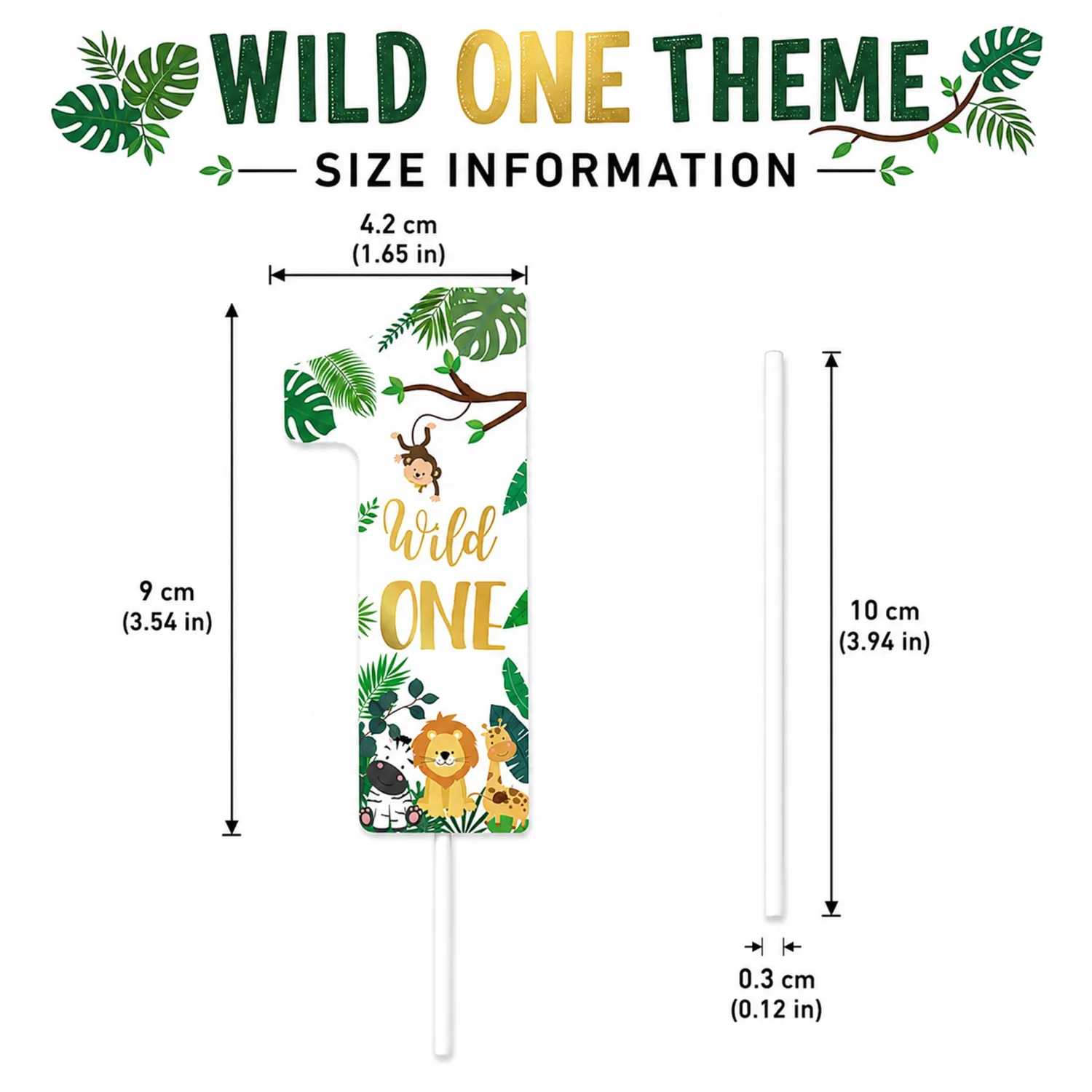 10Pcs Wild One Cupcake Toppers, 3.54×1.65 Inch