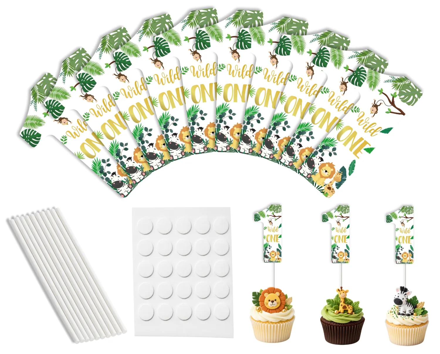 10Pcs Wild One Cupcake Toppers, 3.54×1.65 Inch