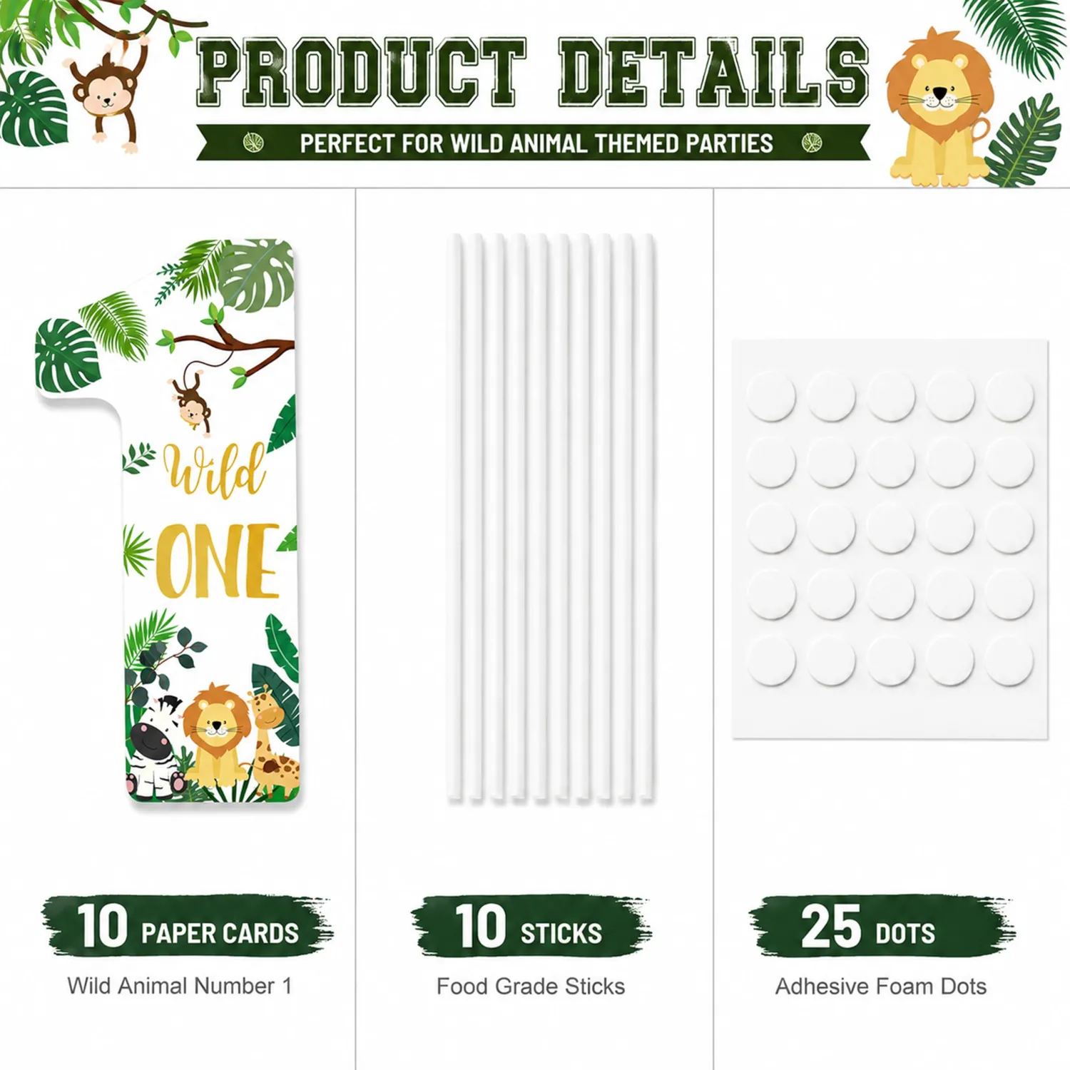 10Pcs Wild One Cupcake Toppers, 3.54×1.65 Inch