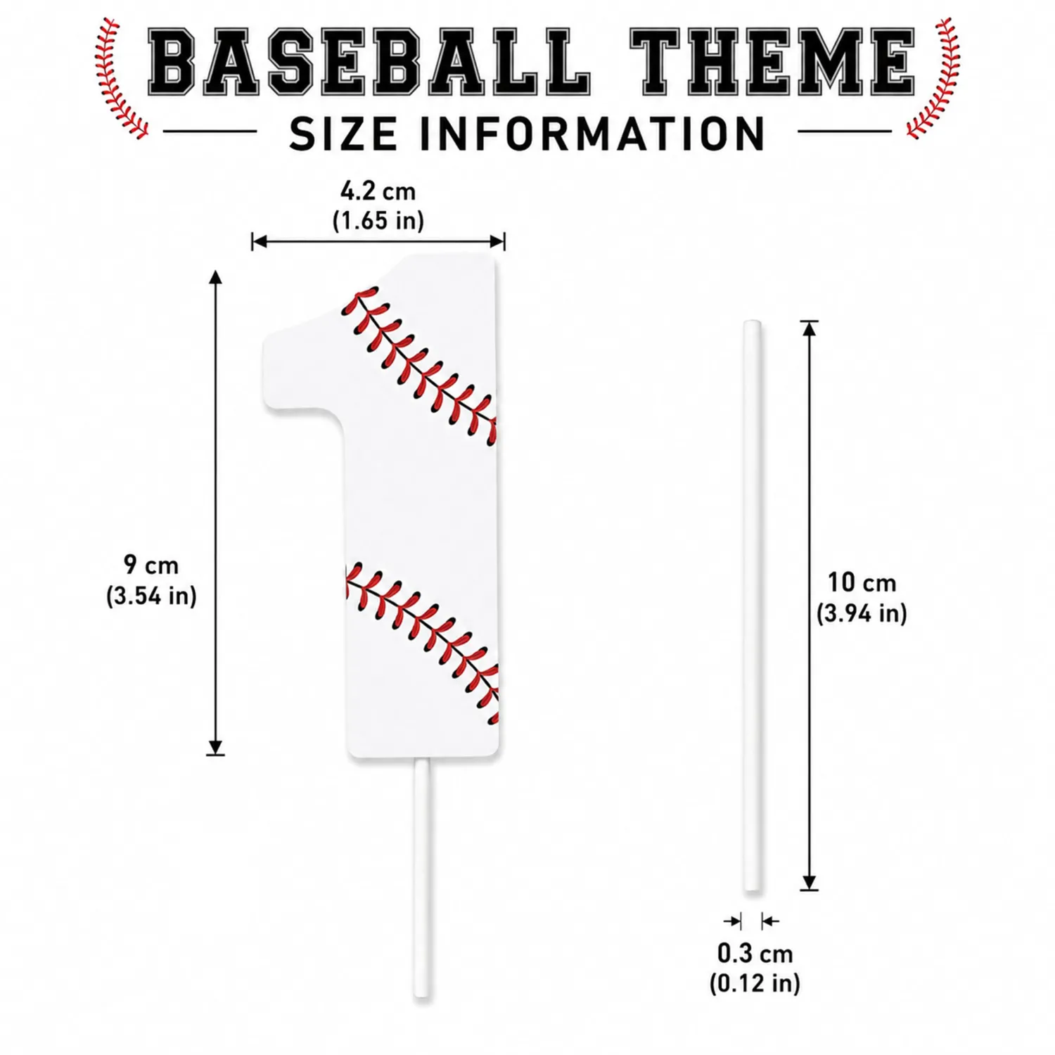 10Pcs Baseball Cupcake Toppers, 3.54×1.65 Inch