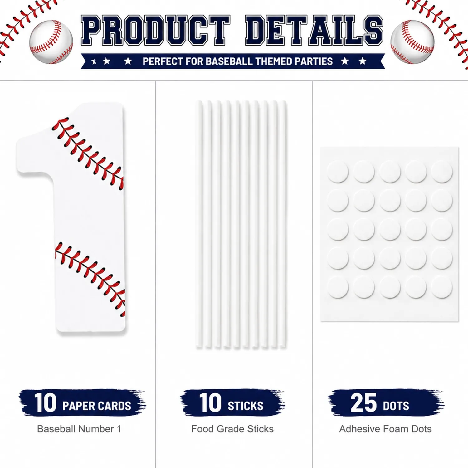 10Pcs Baseball Cupcake Toppers, 3.54×1.65 Inch
