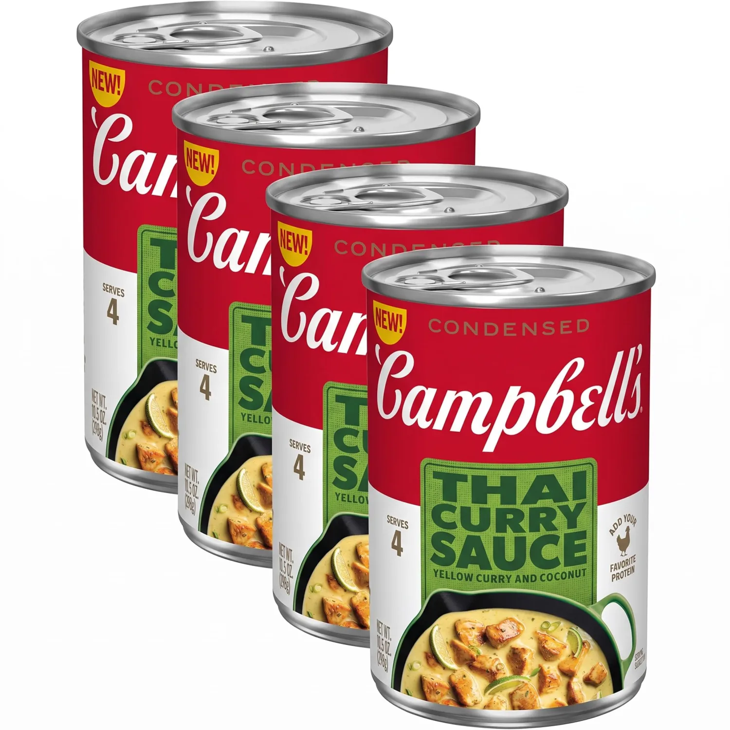 Campbell's Condensed Thai Curry Sauce, Yellow Curry and Coconut, 10.5 Oz Can (Pack of 4)