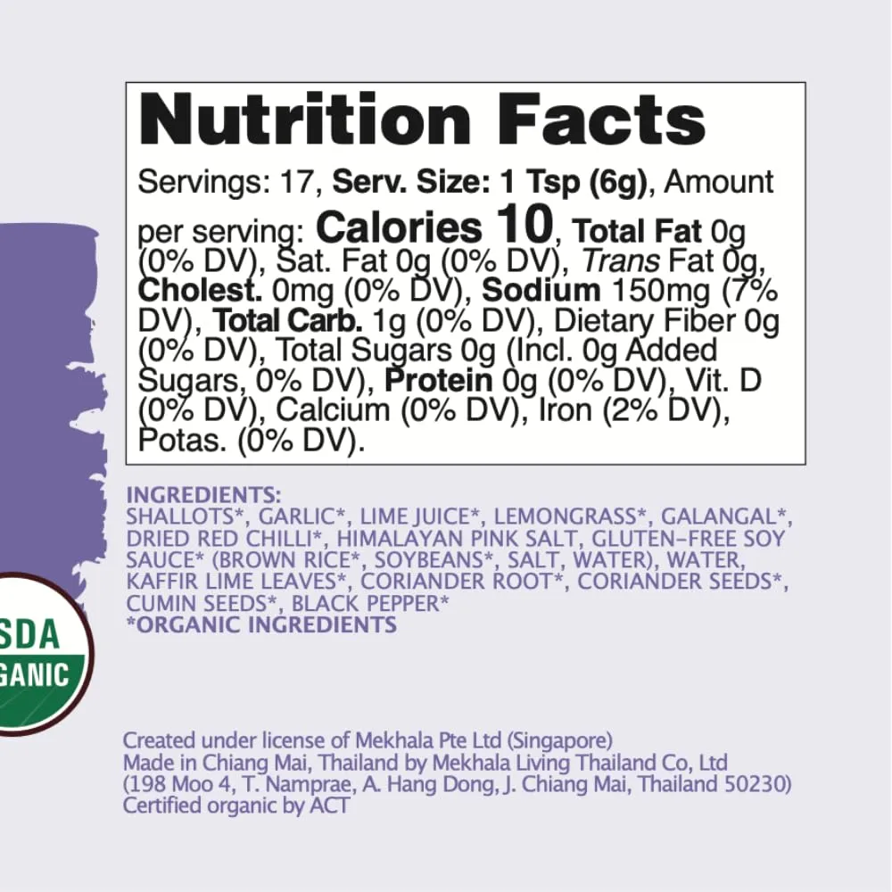 Mekhala Organic Thai Panang Curry Paste, Mild Coconut Curry Base 3.5oz