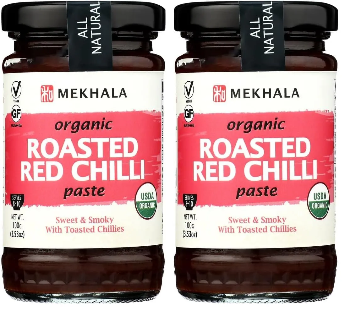 Mekhala Organic ROASTED SWEET Chili Paste Condiment Gluten-Free Versatile Vegan Versatile. HOT (3.53oz) (Pack of 2)