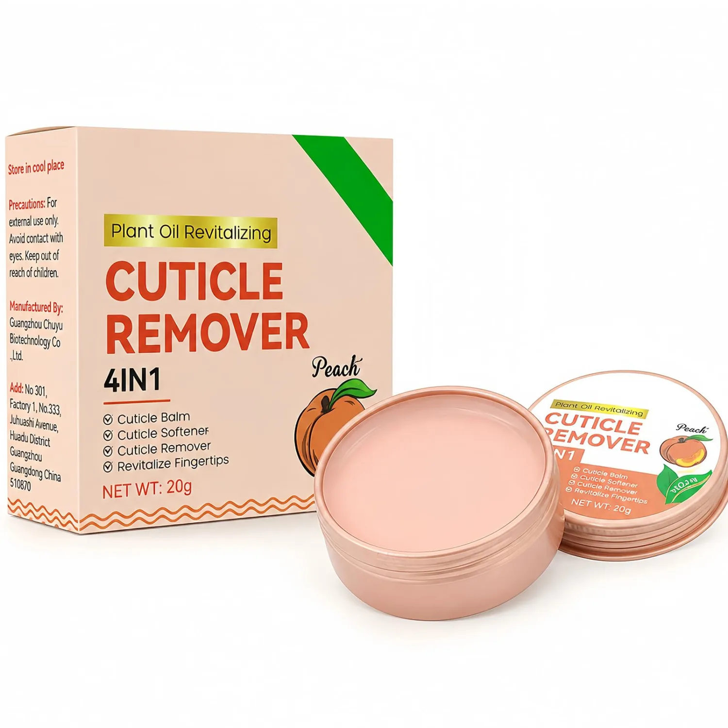 NovaCharm Peach Cuticle Cream, 20G Moisturizing Nail Care Balm