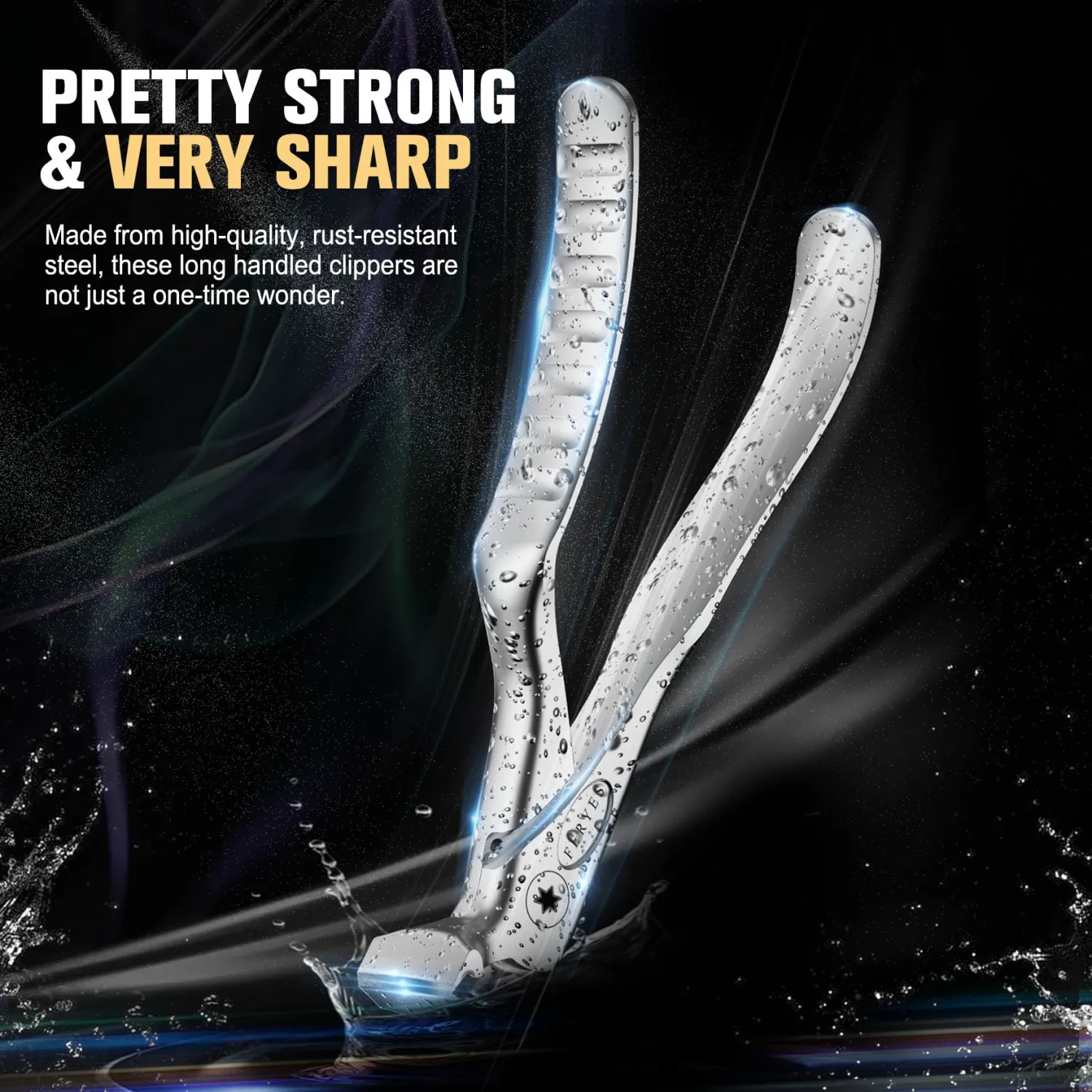 FERYES Ergonomic Non-Slip Long Handle Nail Clippers for Seniors, Unique Angled Head Curve Wide Jaw Opening Toenail Clipper with Catcher for Thick Toenails and Fingernails
