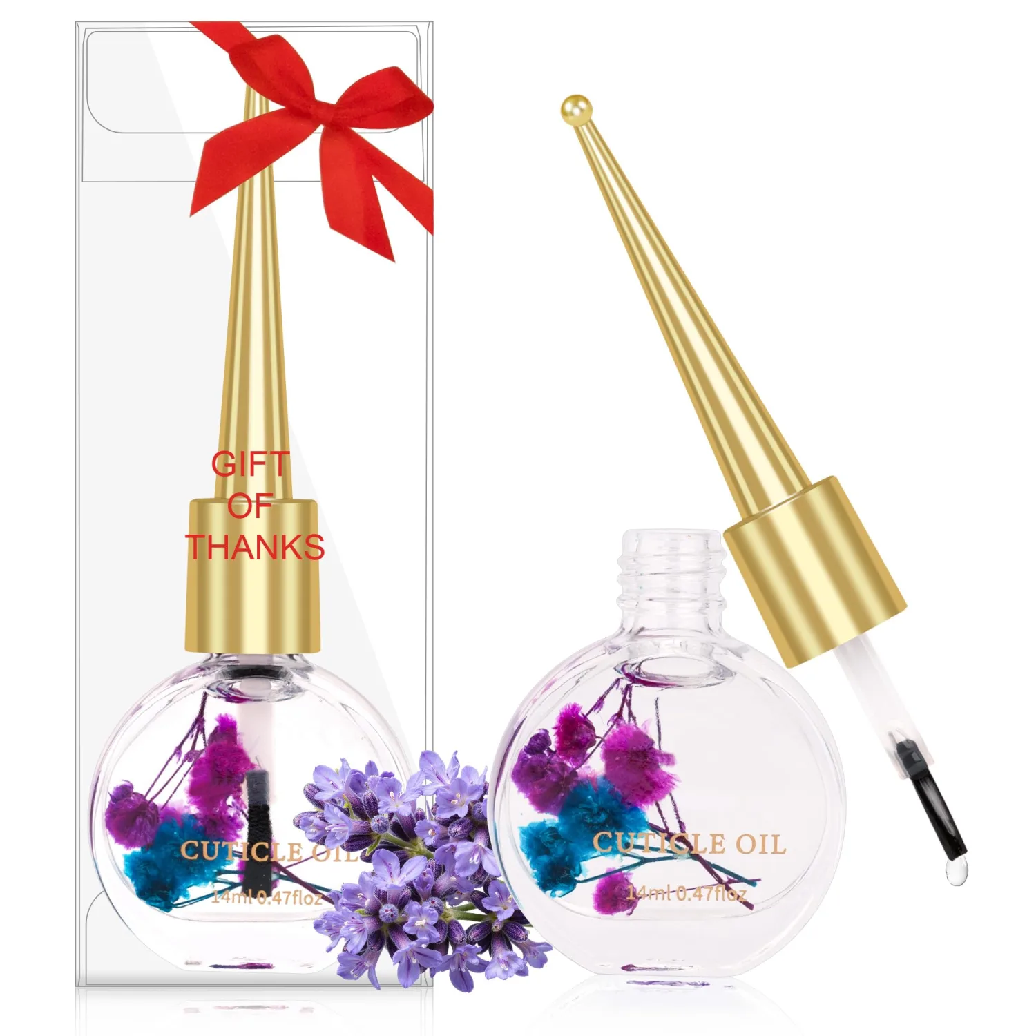 Meschett Cuticle Oil for Nails with Flowers – 0.47oz Nail Oil, Nourishing & Moisturizing Formula, Softening Cuticle Care, Holiday Gift for Women – Lavender Scent