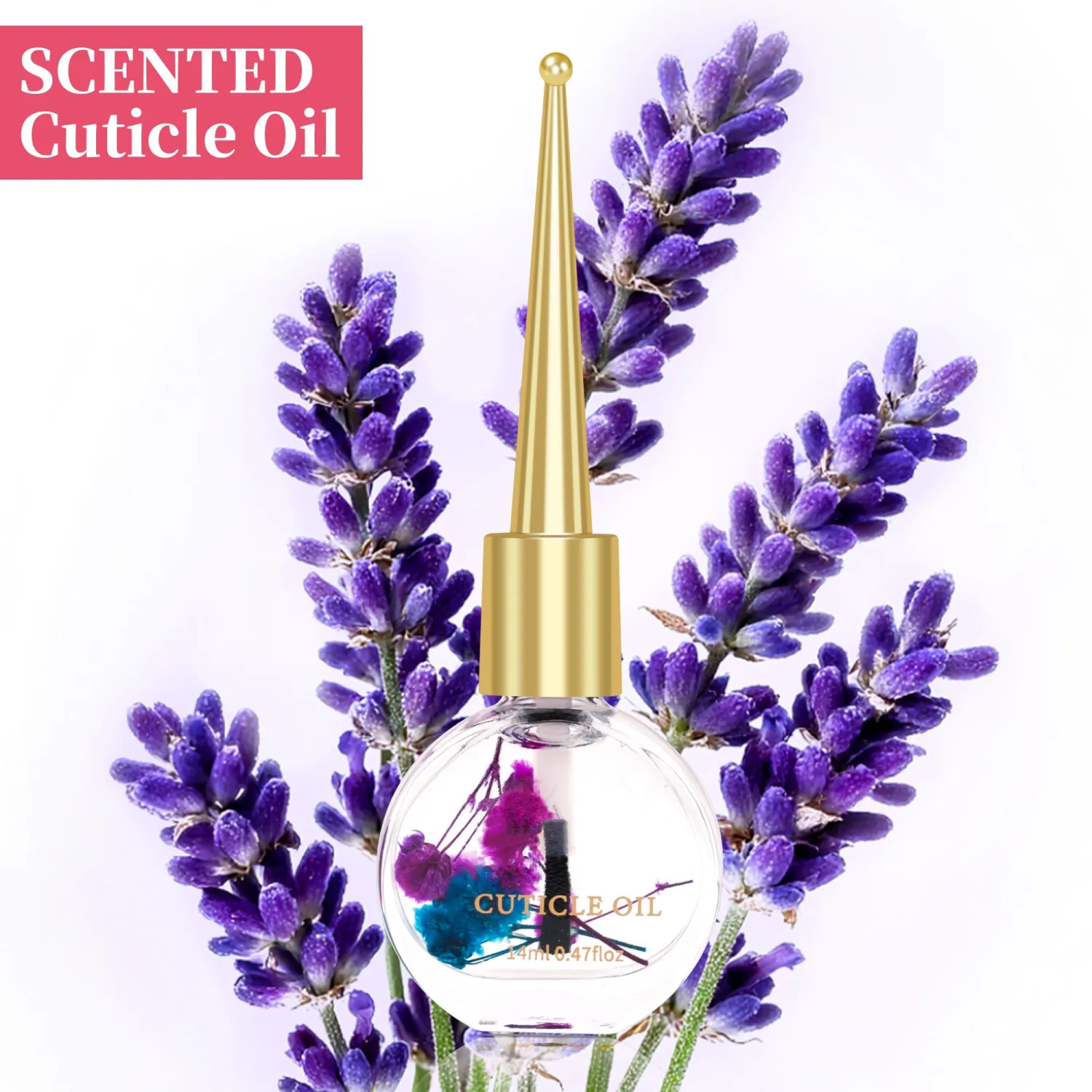 Meschett Cuticle Oil for Nails with Flowers – 0.47oz Nail Oil, Nourishing & Moisturizing Formula, Softening Cuticle Care, Holiday Gift for Women – Lavender Scent