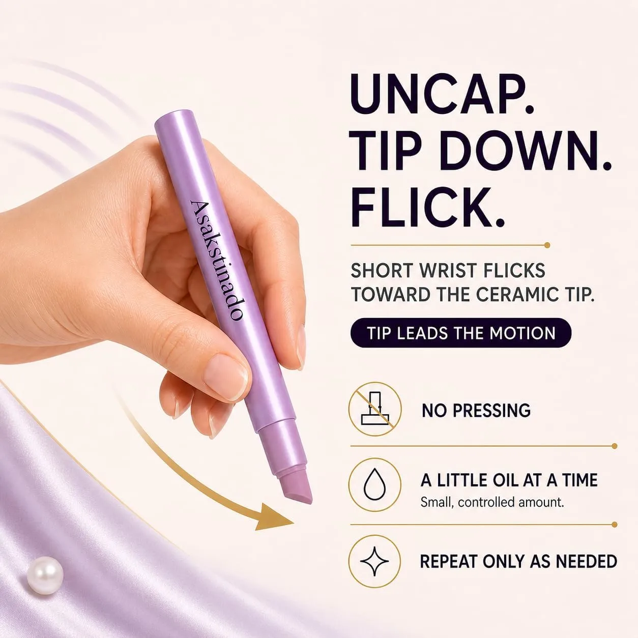 2-in-1 Ceramic Cuticle Oil Pen and Cuticle Pusher, Nail Care Tool for Fingernail and Toenail Edges, Portable Moisturizing Cuticle Oil Cuticle Applicator for Dry Skin & Everyday Manicure