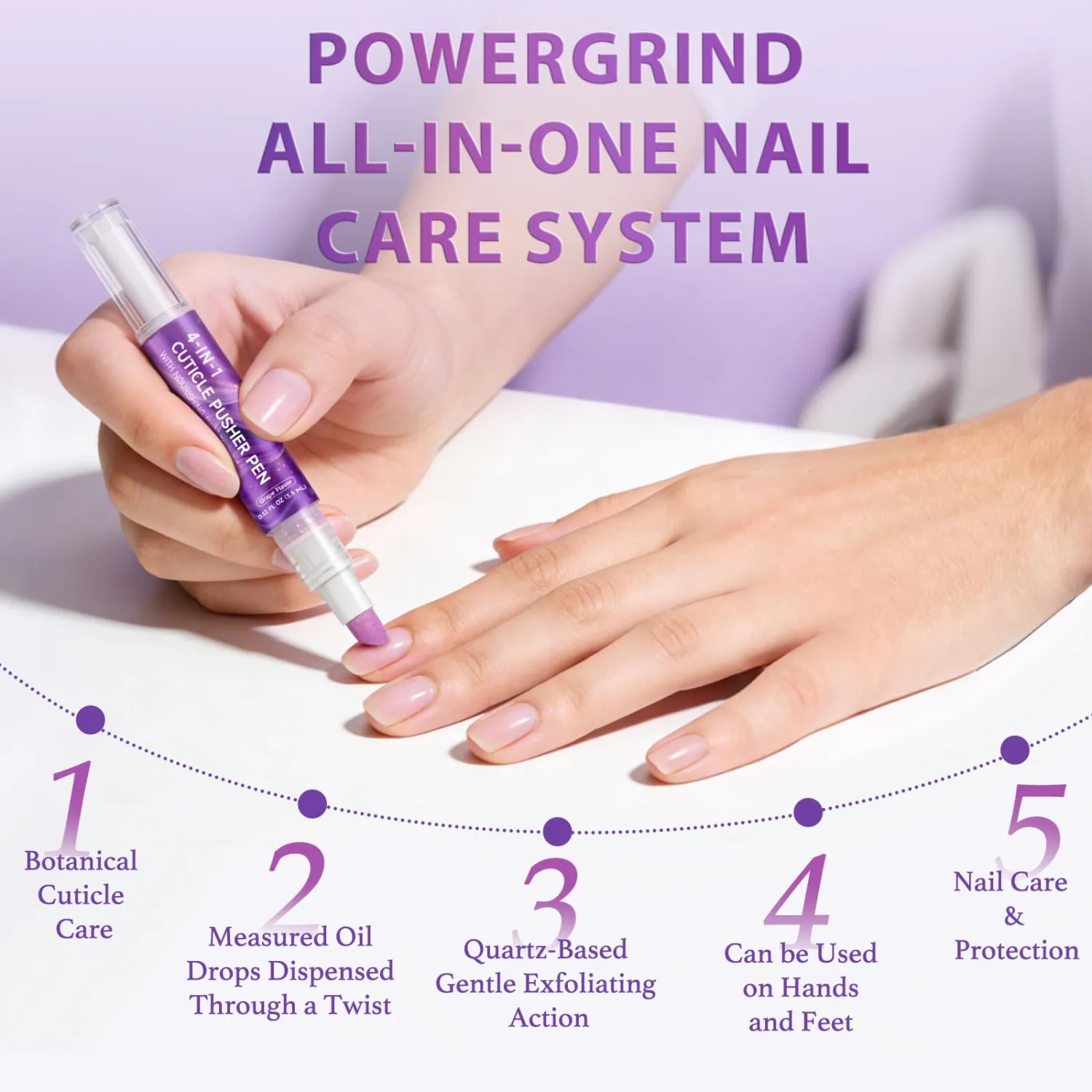 2Pack 4-in-1 Cuticle Pusher & Oil Pen with Natural Oils