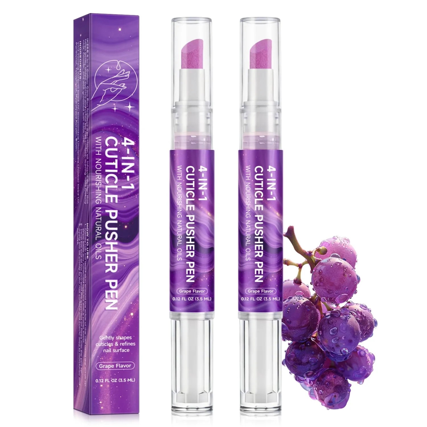 2Pack 4-in-1 Cuticle Pusher & Oil Pen with Natural Oils