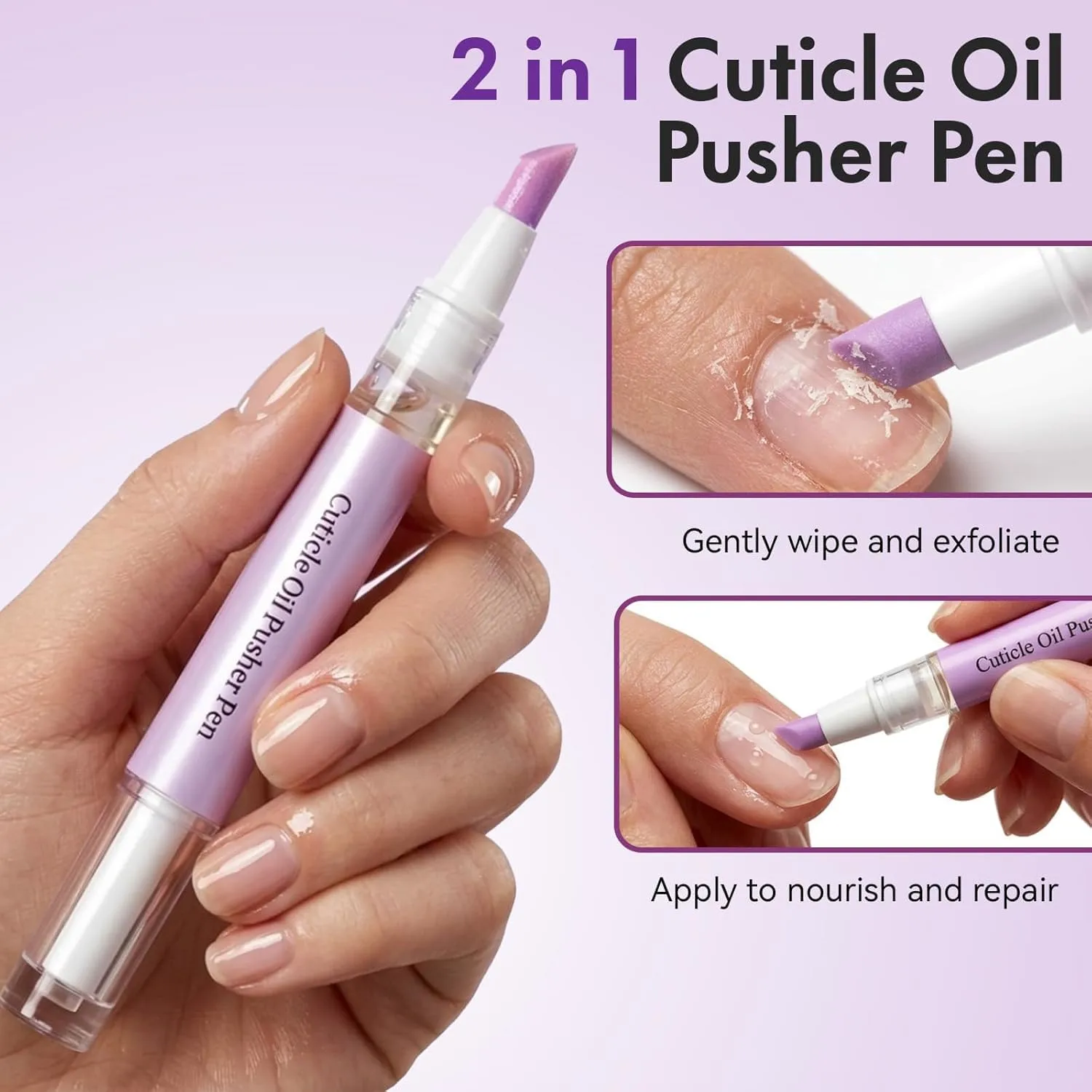 2PCS Ceramic Cuticle Oil Pusher Pen with 3Pcs Plastic Cuticle Pusher
