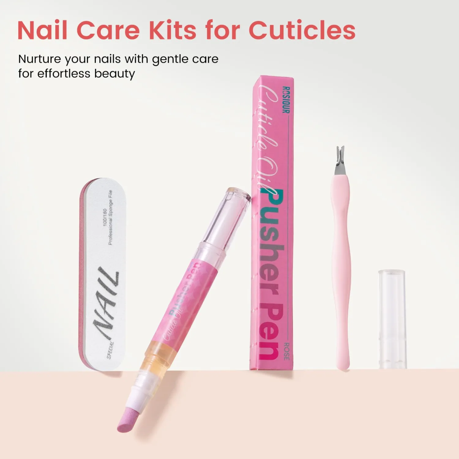 Cuticle Pusher Oil Pen for Nails, 3 in 1 Ceramic Cuticle Remover with Oil