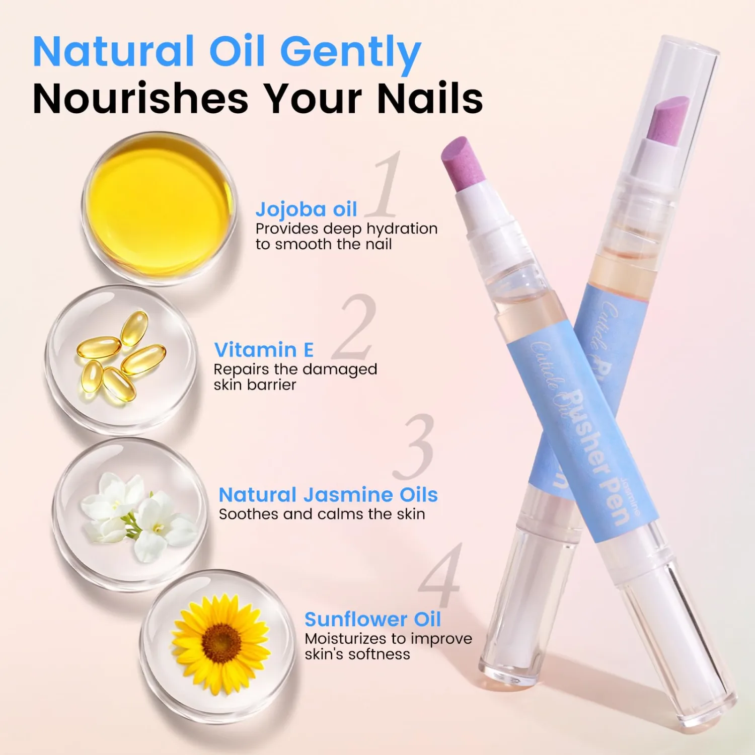 Cuticle Pusher Oil Pen for Nails, 3 in 1 Ceramic Cuticle Remover with Oil