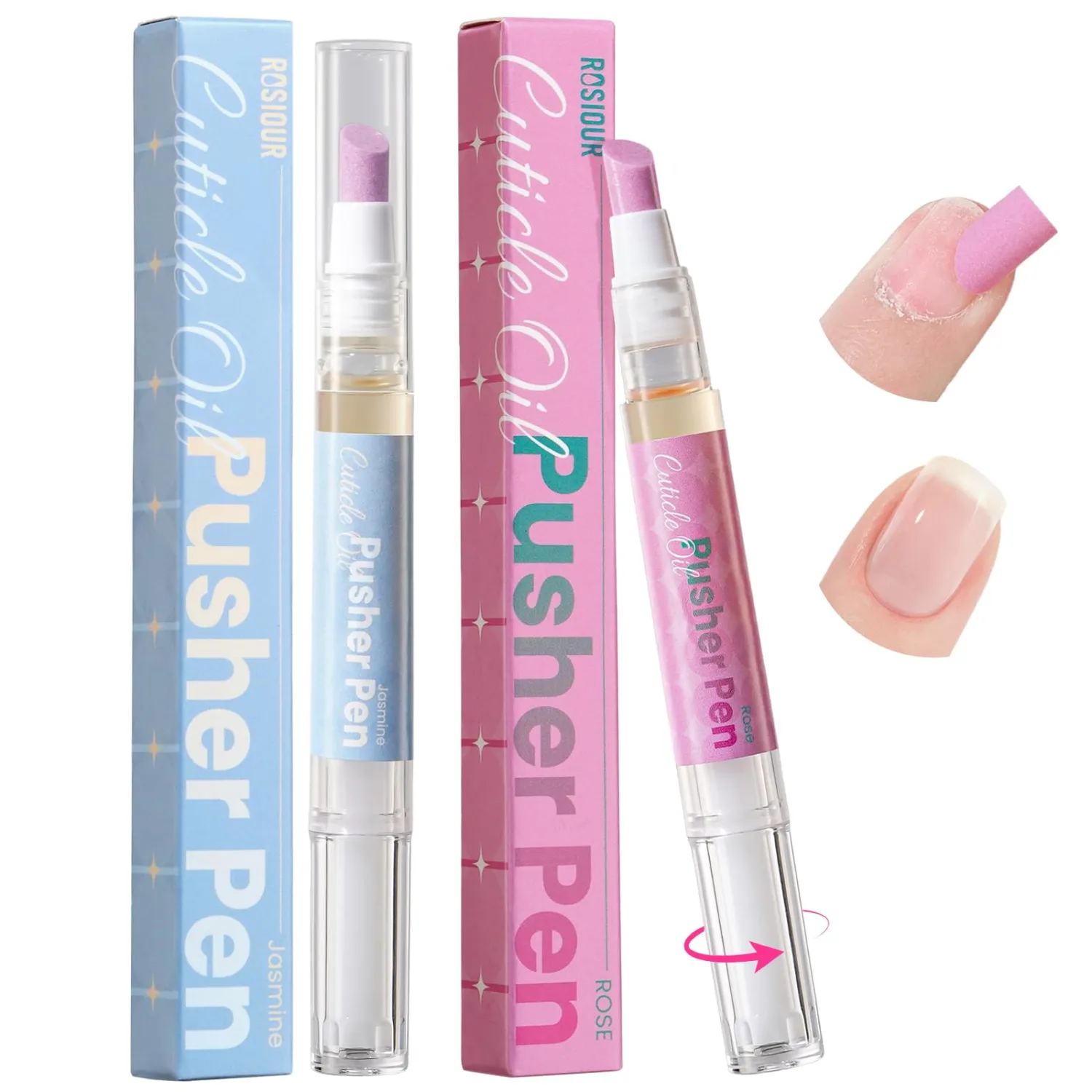 Cuticle Pusher Oil Pen for Nails, 3 in 1 Ceramic Cuticle Remover with Oil
