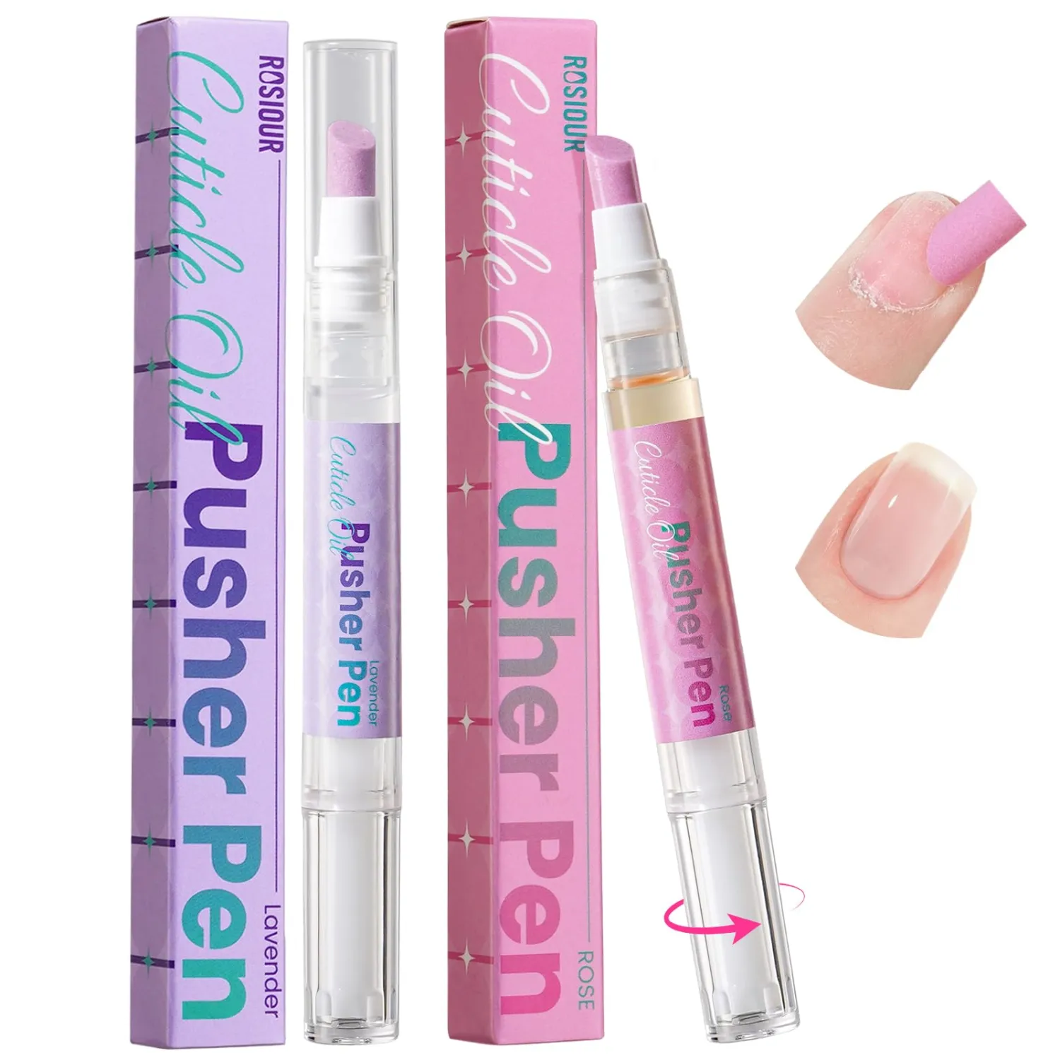 Cuticle Pusher Oil Pen for Nails, 3 in 1 Ceramic Cuticle Remover with Oil