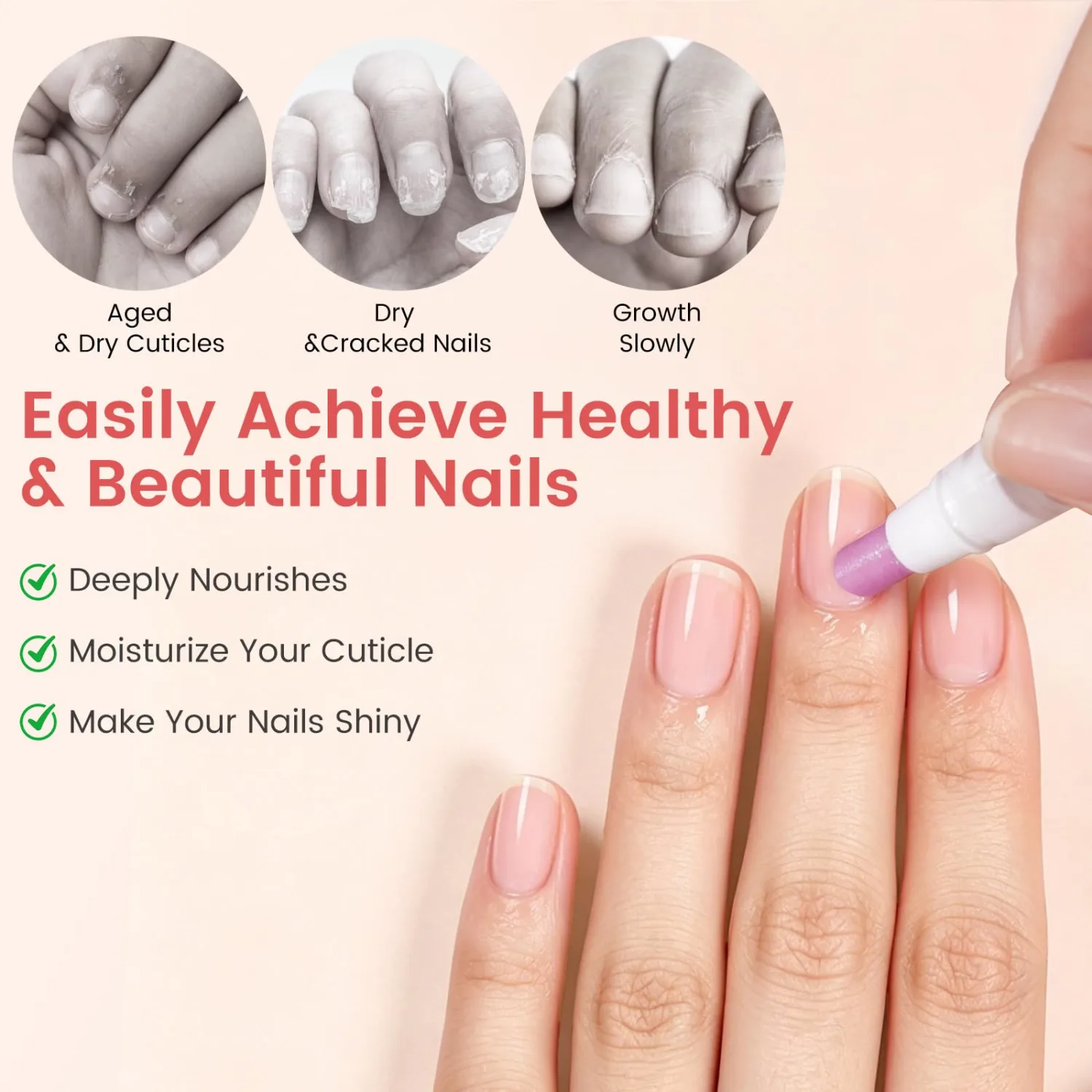 Cuticle Pusher Oil Pen for Nails, 3 in 1 Ceramic Cuticle Remover with Oil