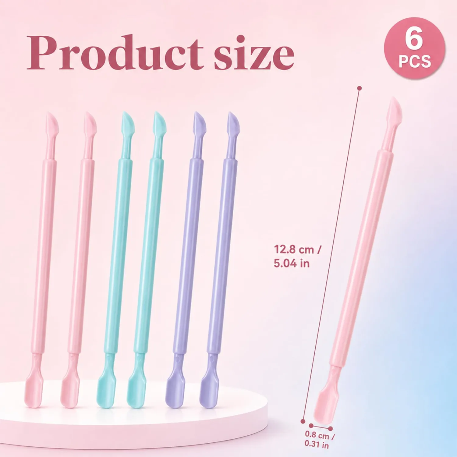 6 Pack Rubber Cuticle Pusher Dual Head Cuticle Pusher Remover Tool