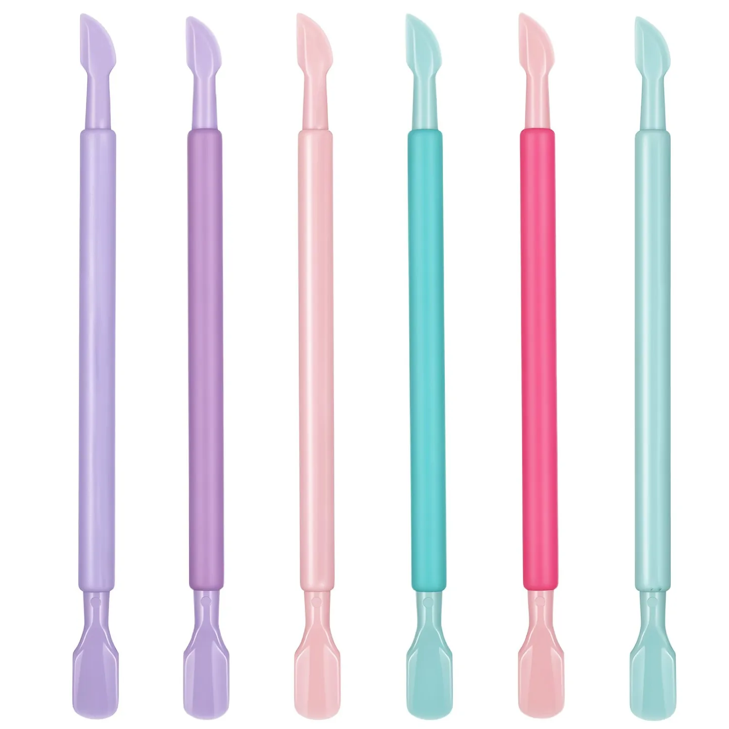 6 PCS Plastic Cuticle Pusher, Dual-end Dead Mini Cuticle Pusher