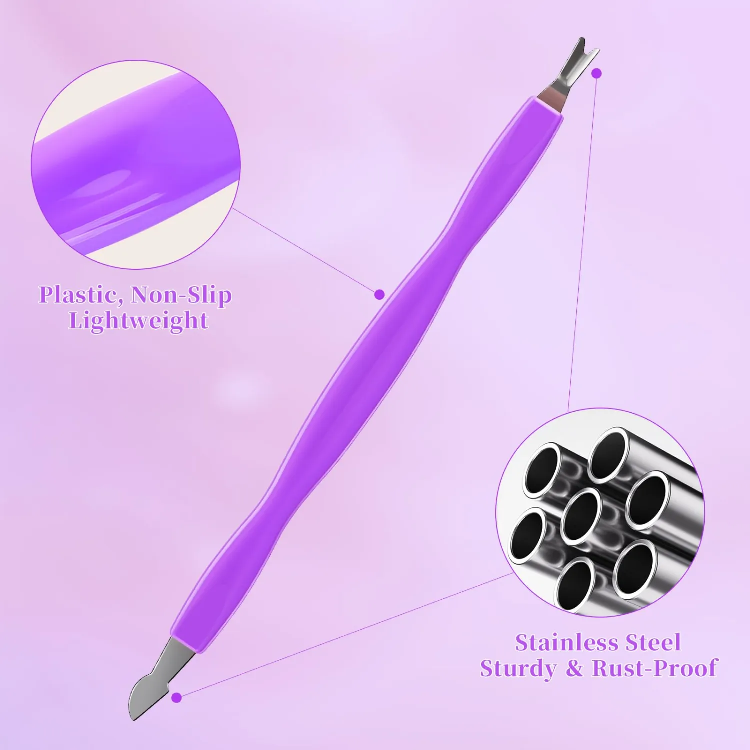 30Pcs Cuticle Trimmer, Dual-Ended Cuticle Pusher, Professional Cuticle Scraper and Fork, Stainless Steel Cuticle Cutter Remover Tool for Dead Skin Cleaner, Manicures and Pedicures (Purple)