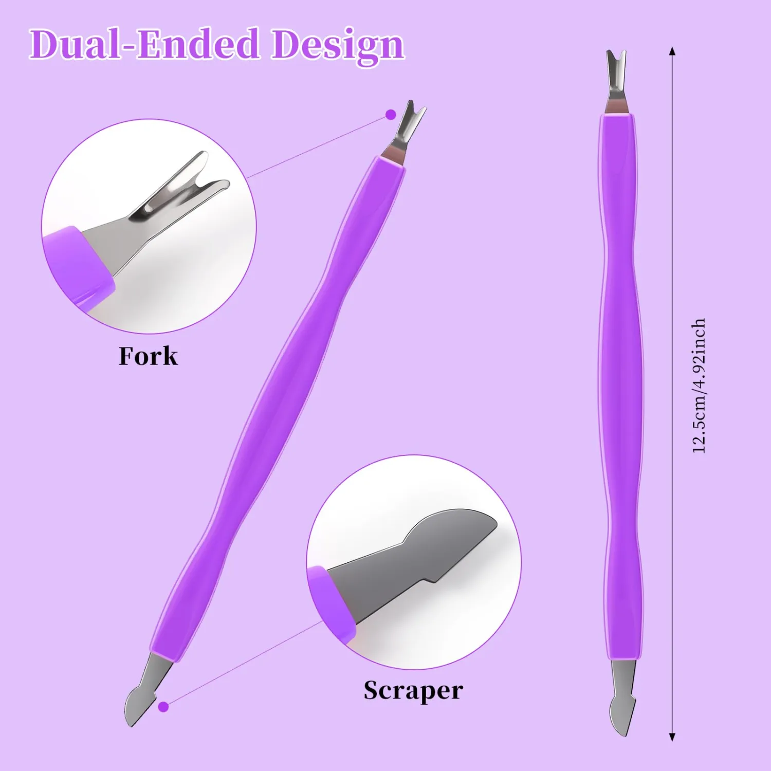 30Pcs Cuticle Trimmer, Dual-Ended Cuticle Pusher, Professional Cuticle Scraper and Fork, Stainless Steel Cuticle Cutter Remover Tool for Dead Skin Cleaner, Manicures and Pedicures (Purple)