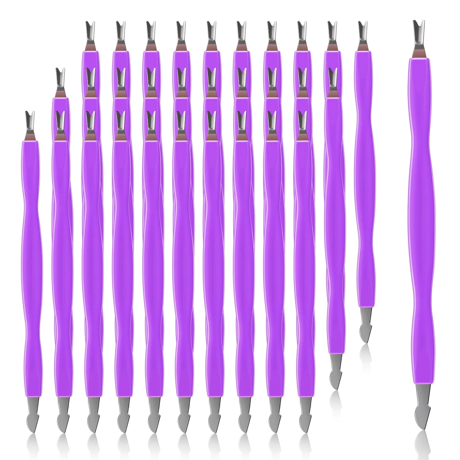 30Pcs Cuticle Trimmer, Dual-Ended Cuticle Pusher, Professional Cuticle Scraper and Fork, Stainless Steel Cuticle Cutter Remover Tool for Dead Skin Cleaner, Manicures and Pedicures (Purple)