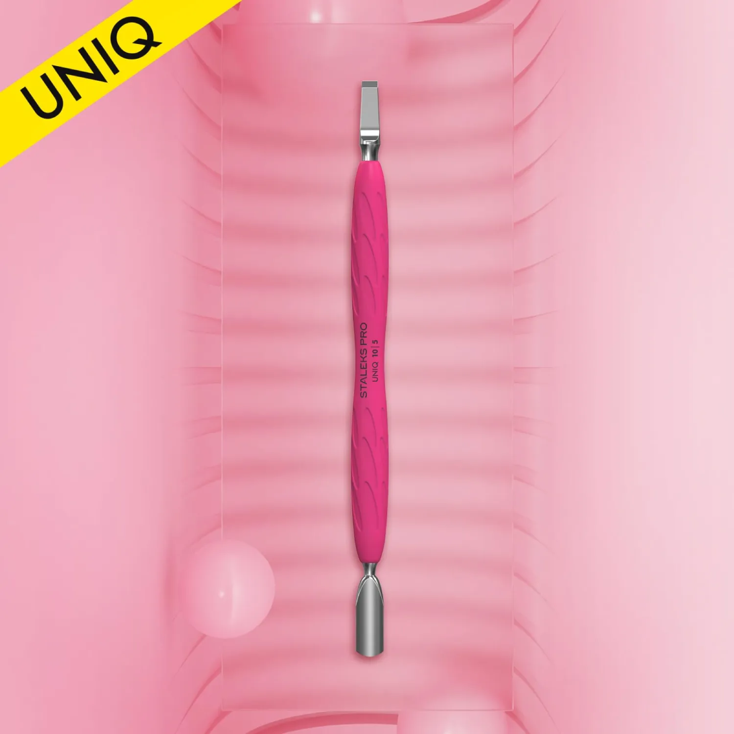 STALEKS PRO UNIQ Cuticle Pusher, Rounded & Straight Blade