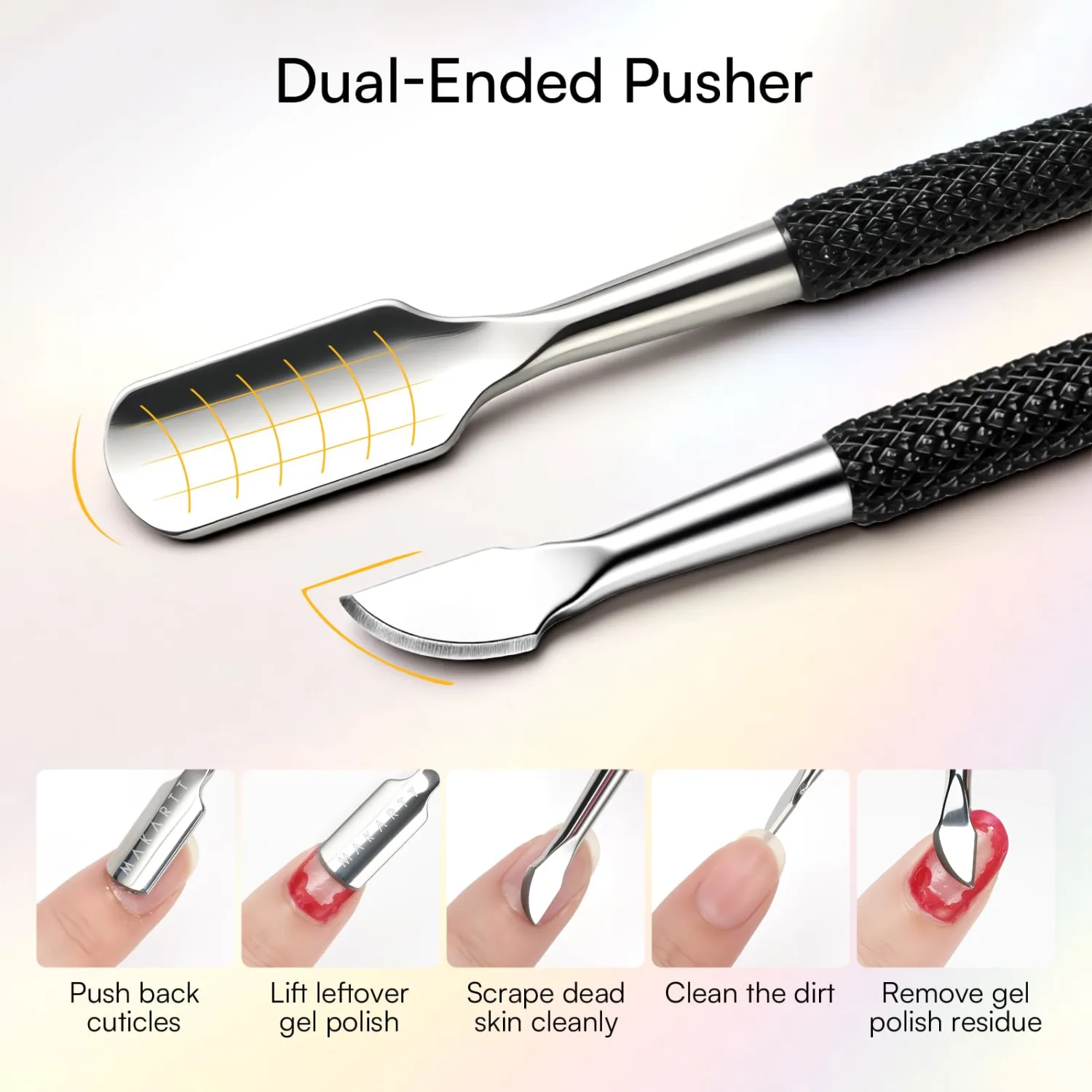 Makartt 7mm Black Sharp Cuticle Nipper and Pusher Set, Stainless Steel