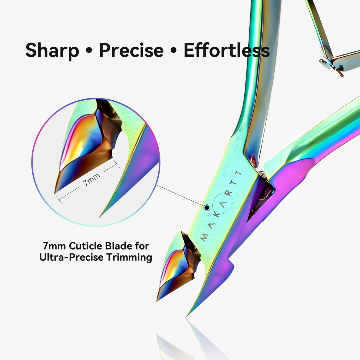 Makartt Rainbow Titanium Sharp Cuticle Nipper and Pusher Set