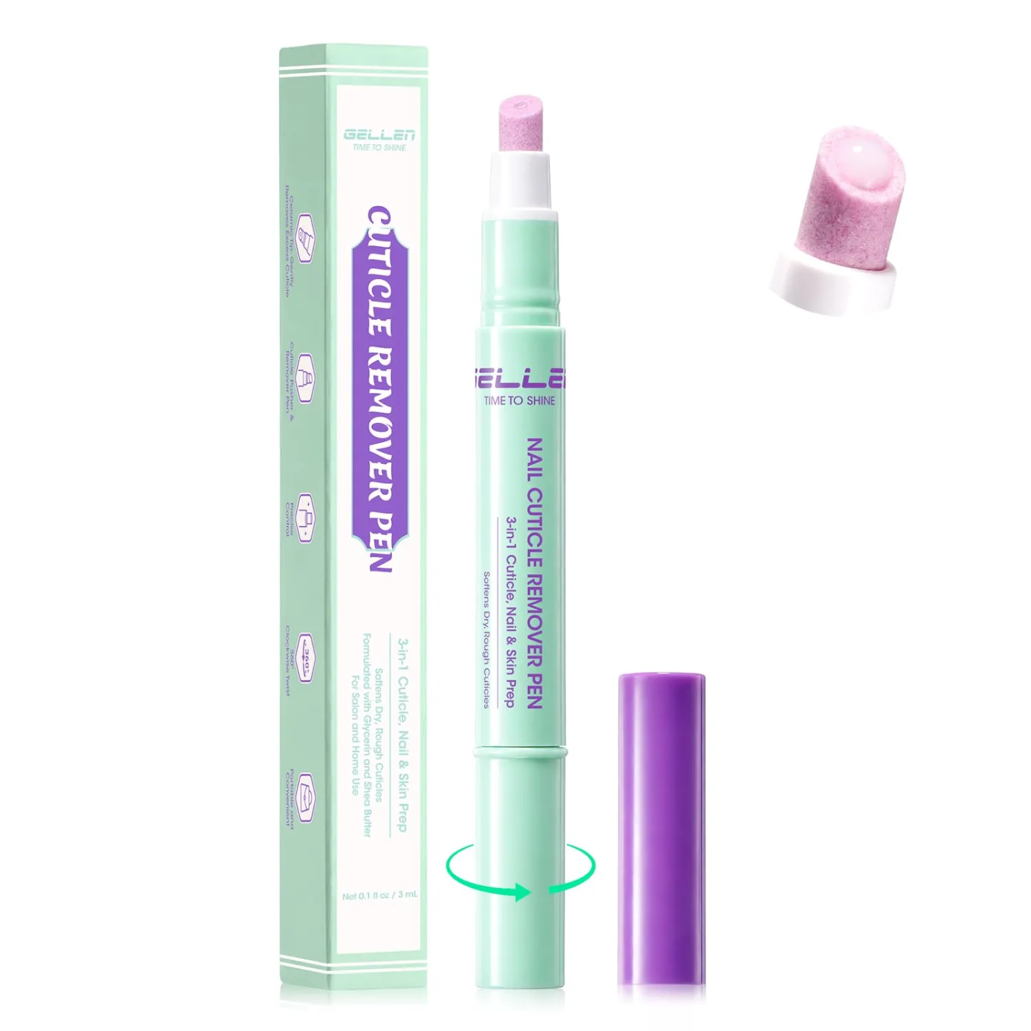 Gellen Cuticle Remover Pen, Micro-Hole Ceramic Tip, Twist-Release