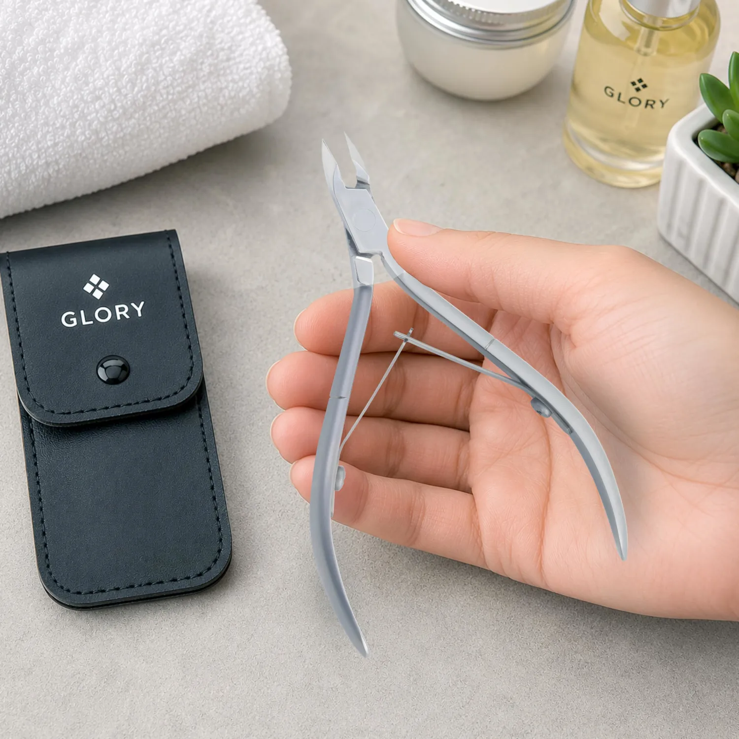 GLORY Professional Cuticle Nipper, Ultra-Sharp Stainless Steel Cuticle Trimmer Double Spring, Precision Dead Skin Remover & Hangnail Clipper for Manicure Pedicure, Nail Tech Grade Manicure Tools