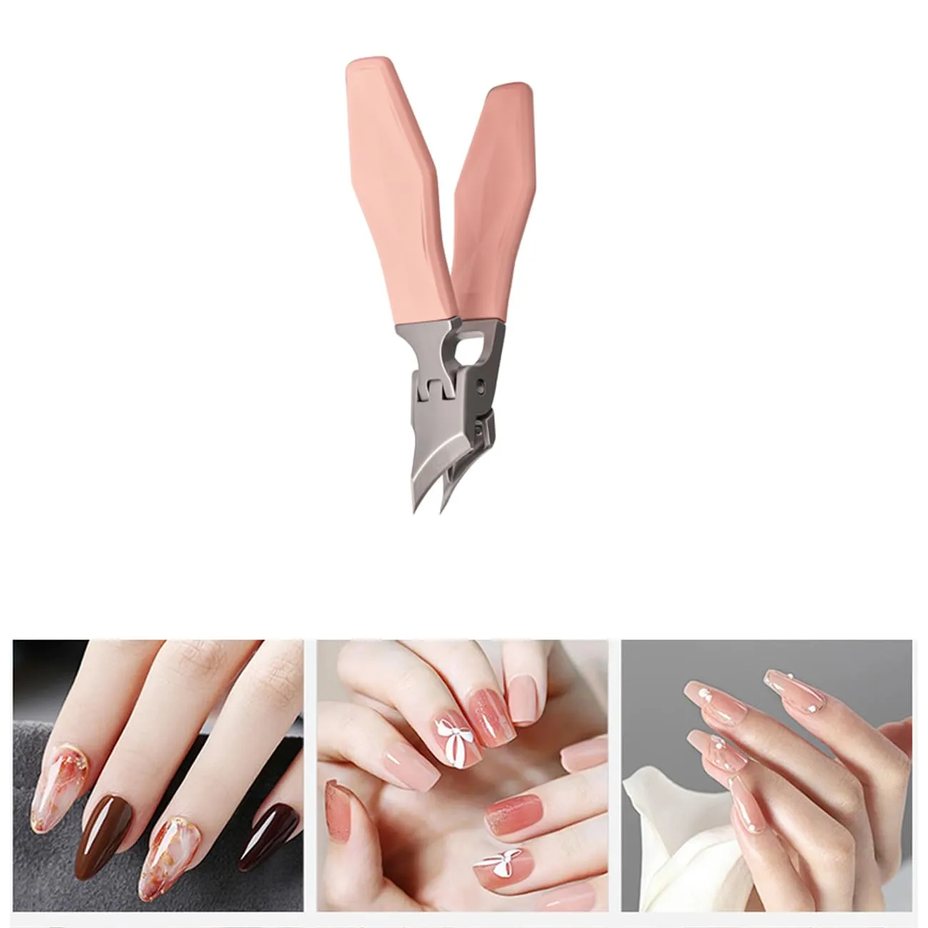 Angled Nail Clippers Pink Eagle Beak Oblique Slanted Curved Thick Professional Nail Clippers for Women Adult Men Ingrown