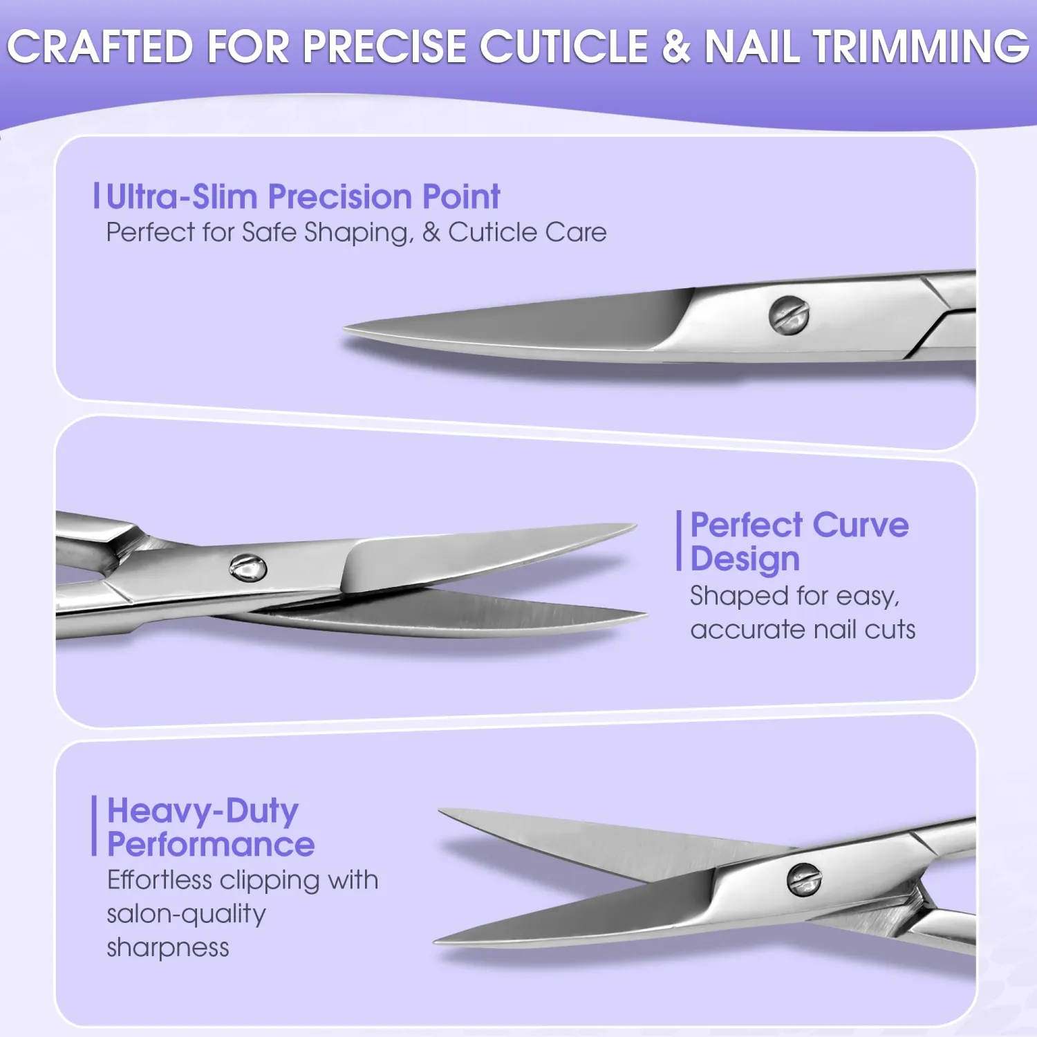 Curved Cuticle Scissors Stainless Steel Manicure Scissors for Nails