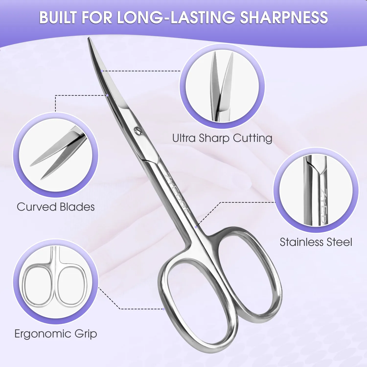 Curved Cuticle Scissors Stainless Steel Manicure Scissors for Nails