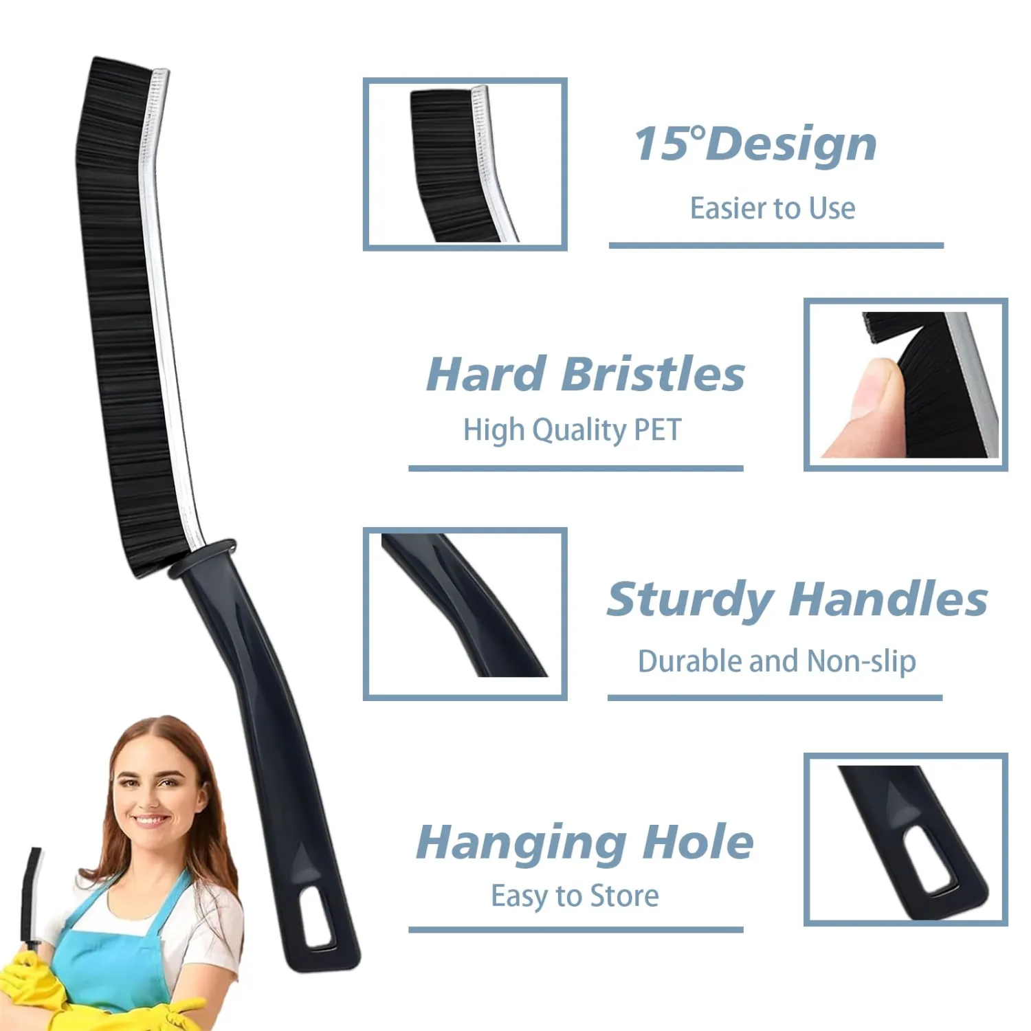 Crevice Cleaning Brush Magic Brush Tool, Bathroom Tile Groove Gap Radiator Window Sink Alloy Cleaning Scrubbing Brushes with Long Handle, Thin Cleaning Supplies for Home Kitchen Narrow Corners