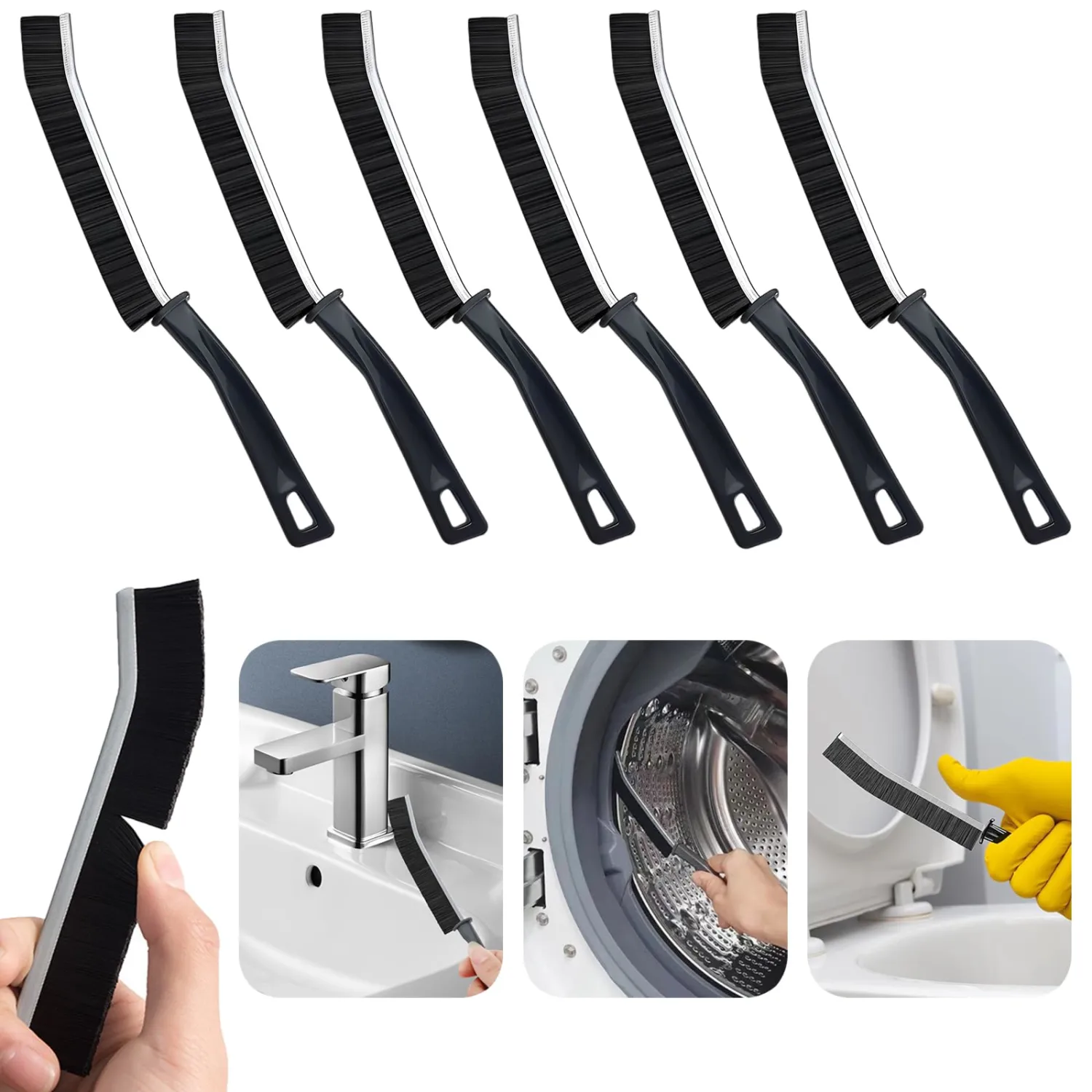 Crevice Cleaning Brush Magic Brush Tool, Bathroom Tile Groove Gap Radiator Window Sink Alloy Cleaning Scrubbing Brushes with Long Handle, Thin Cleaning Supplies for Home Kitchen Narrow Corners