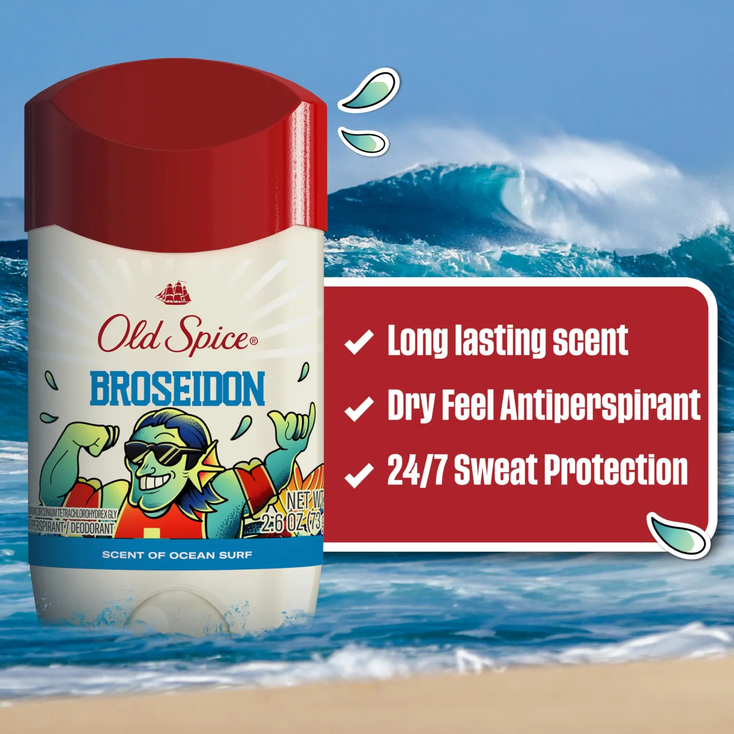 Old Spice Antiperspirant Deodorant for Men, Broseidon Scent, 2.6 oz