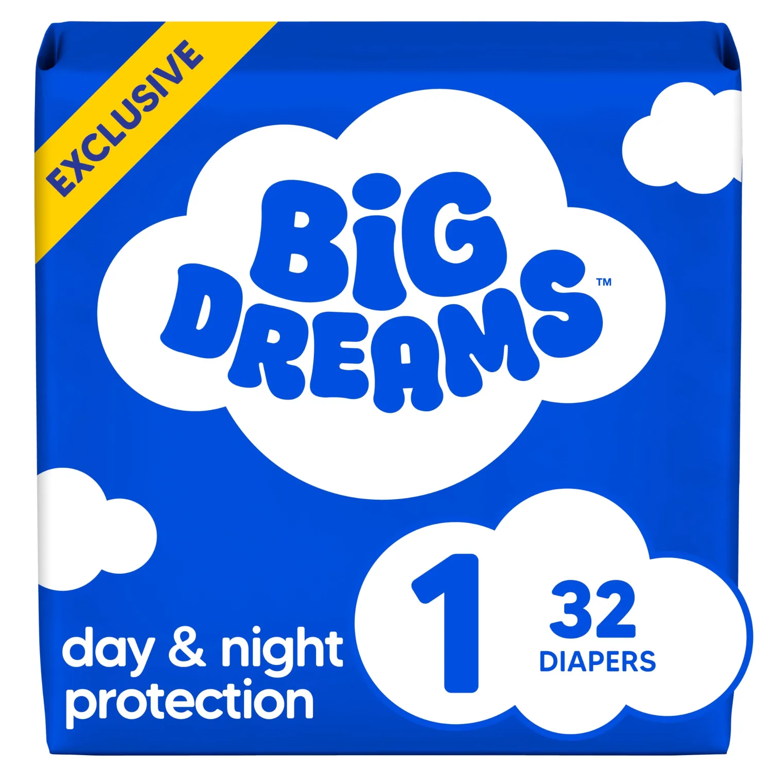 Big Dreams Baby Diapers, Size 1 (8-14 lbs), 32 Count