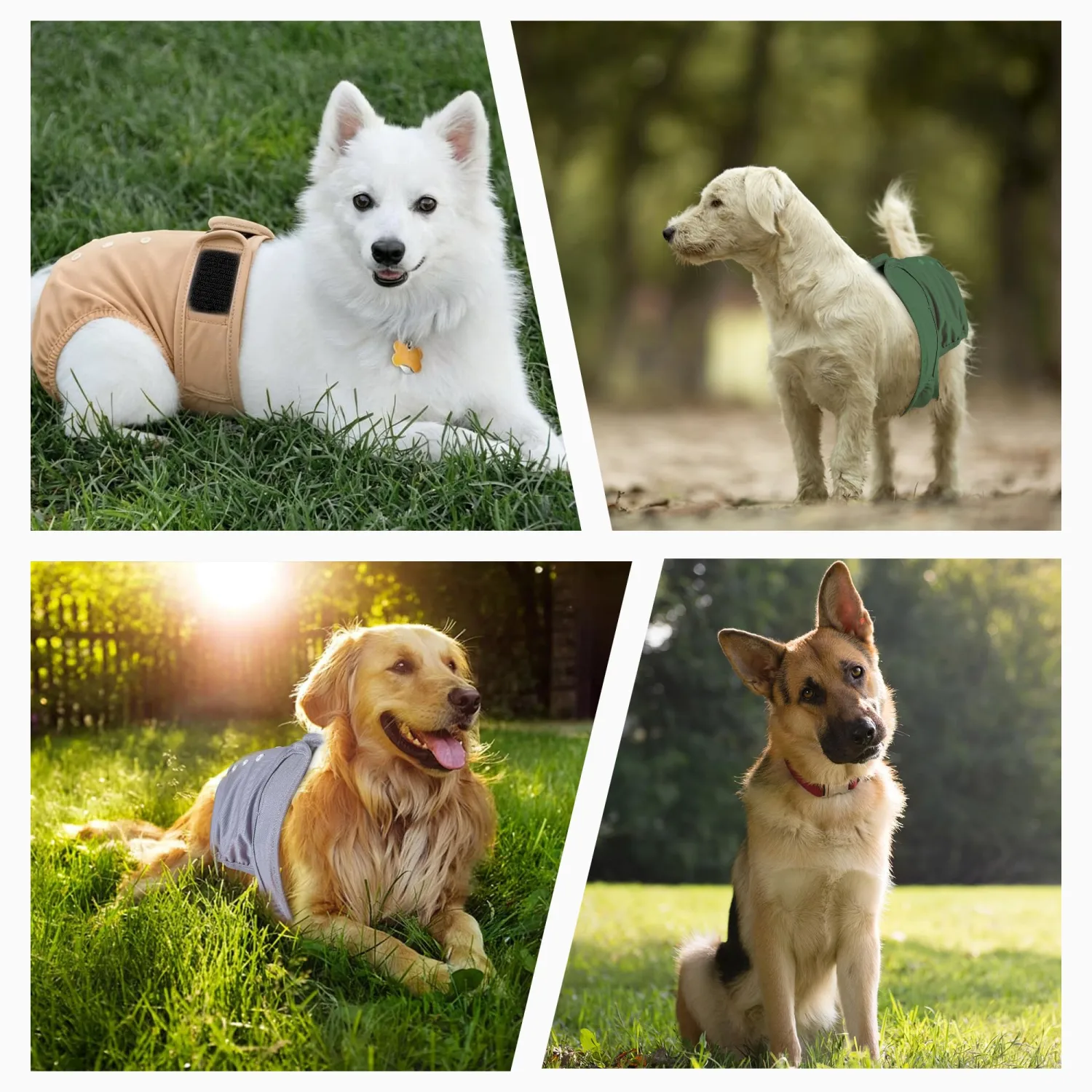 Dog Diapers Female Washable Reusable Pack of 5 for Heat Size L