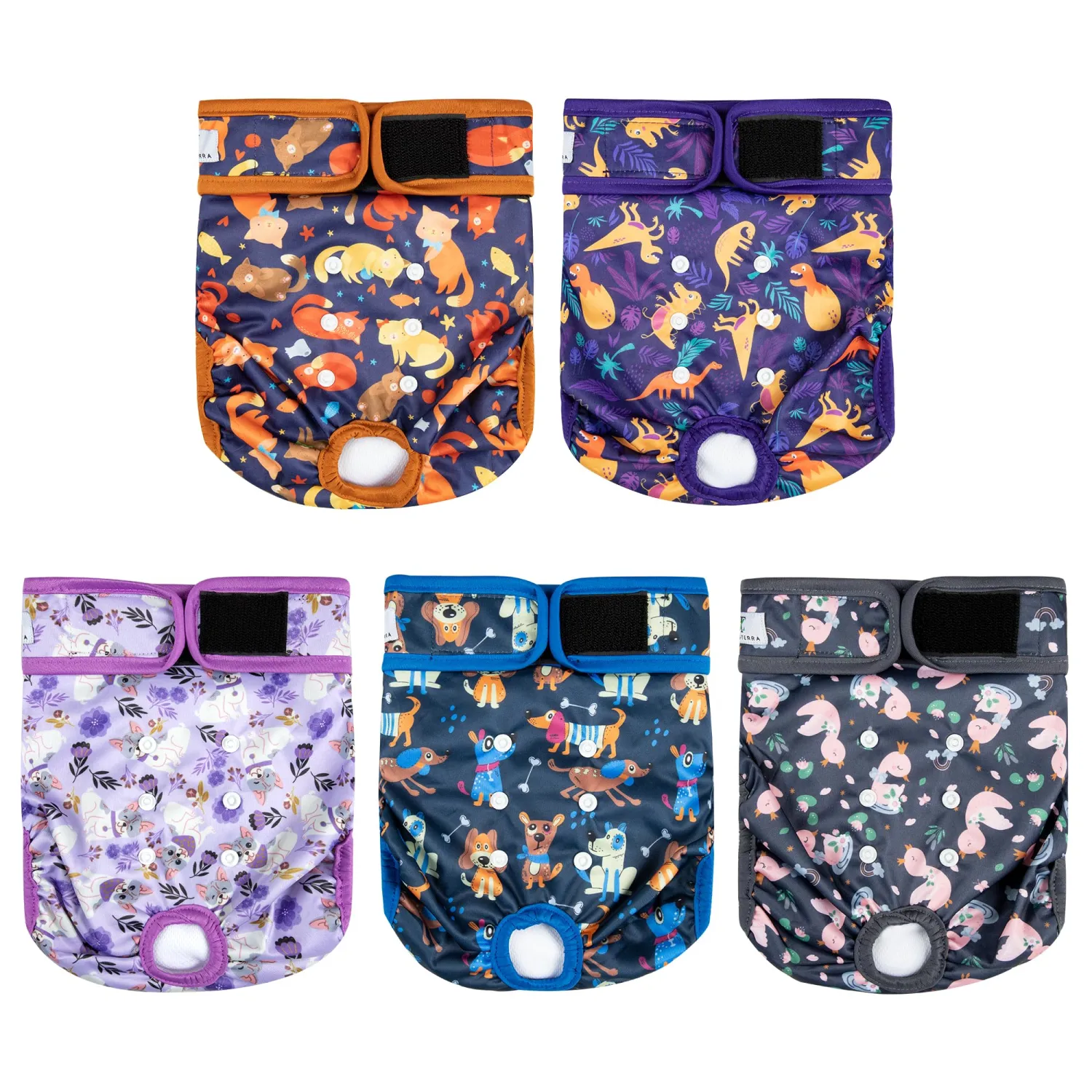 Dog Diapers Female Washable Reusable Pack of 5 for Heat Size M