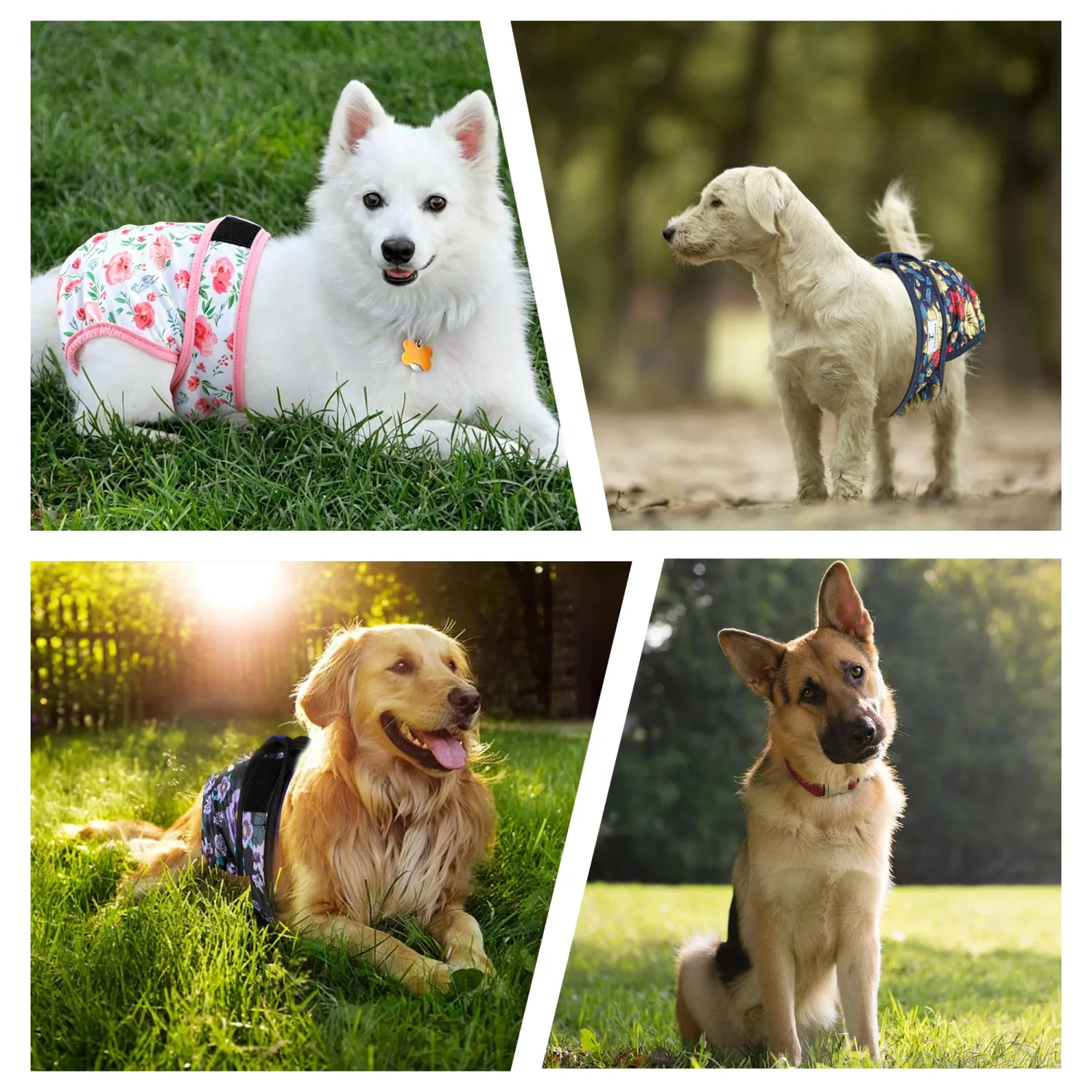 Dog Diapers Female Washable Reusable Pack of 5 for Heat Size S