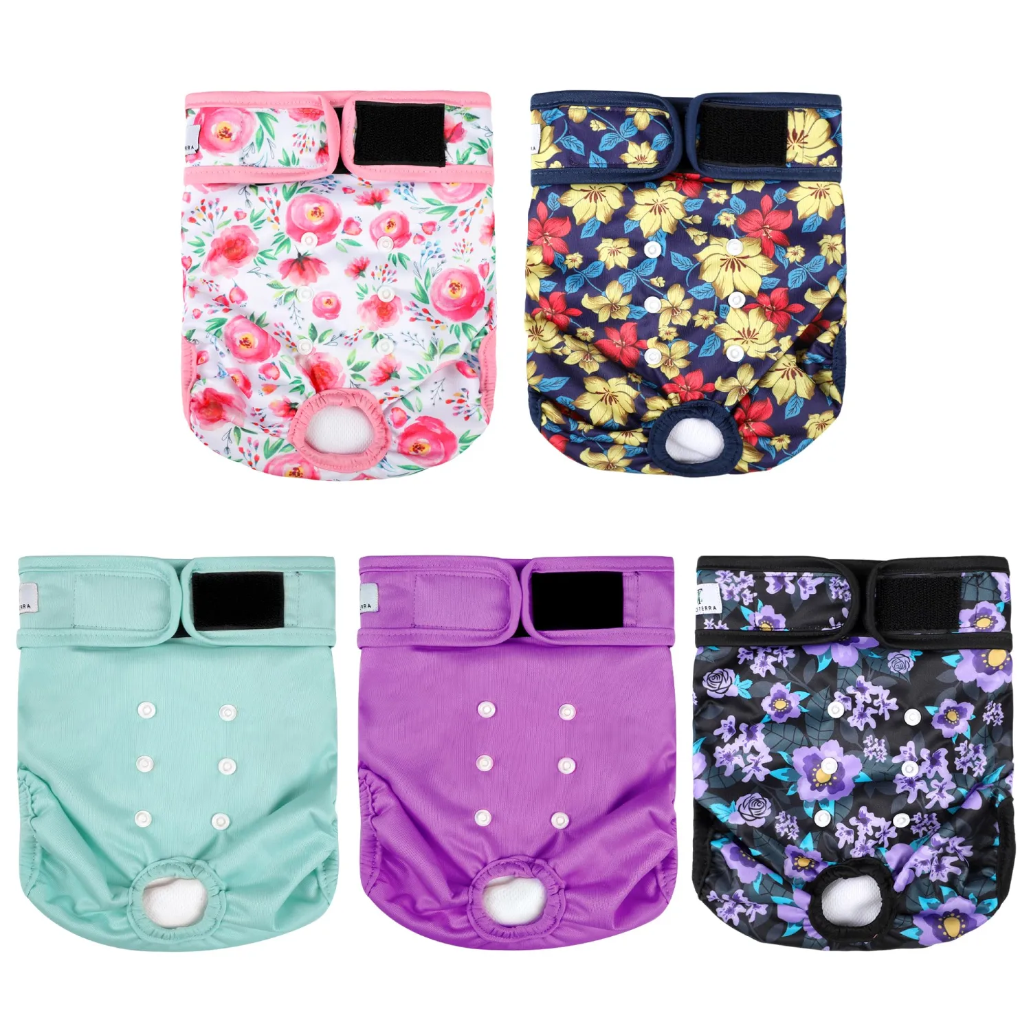 Dog Diapers Female Washable Reusable Pack of 5 for Heat Size S