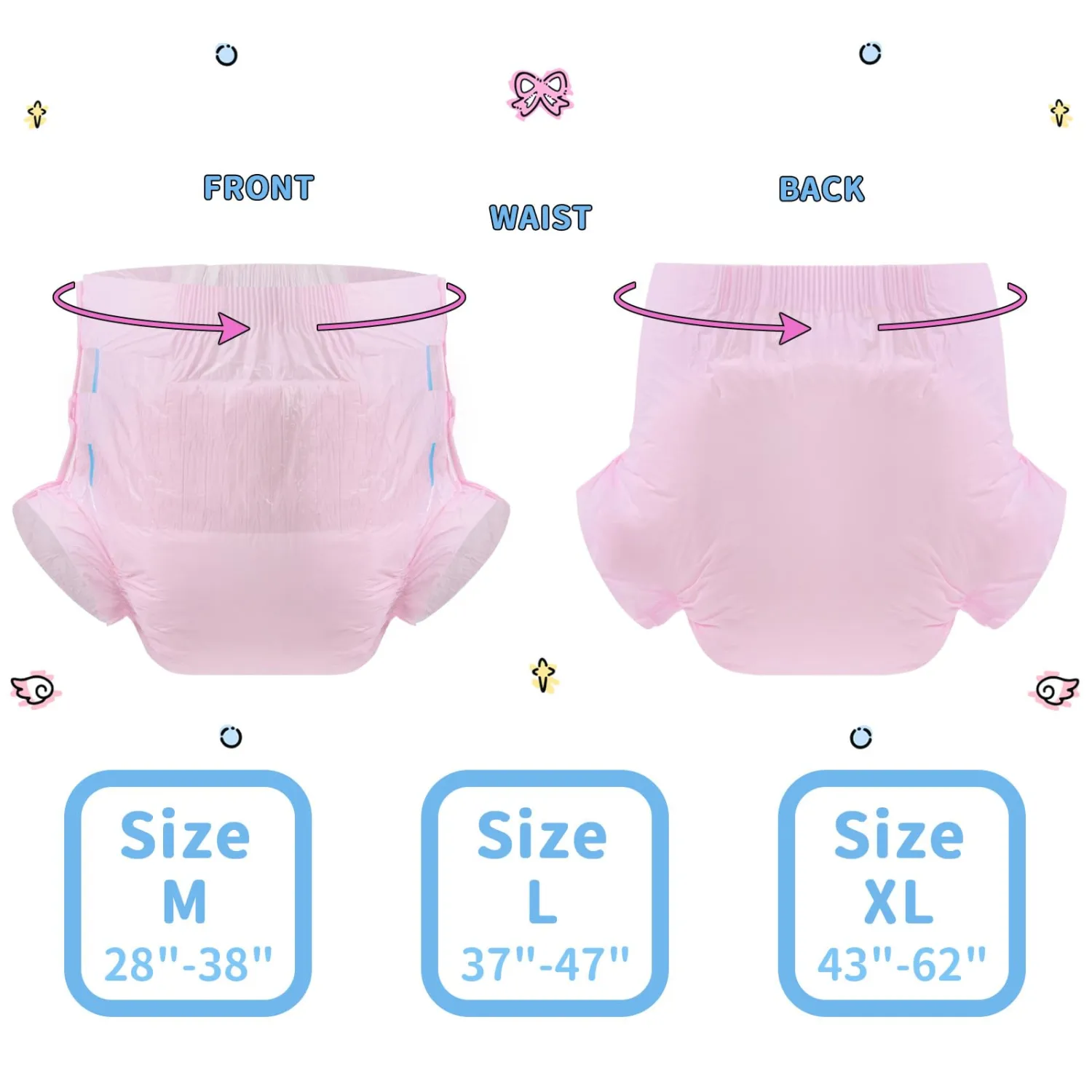 CutiePlusU Disposable Diaper 2 Pieces Pink (Medium 28"-38")