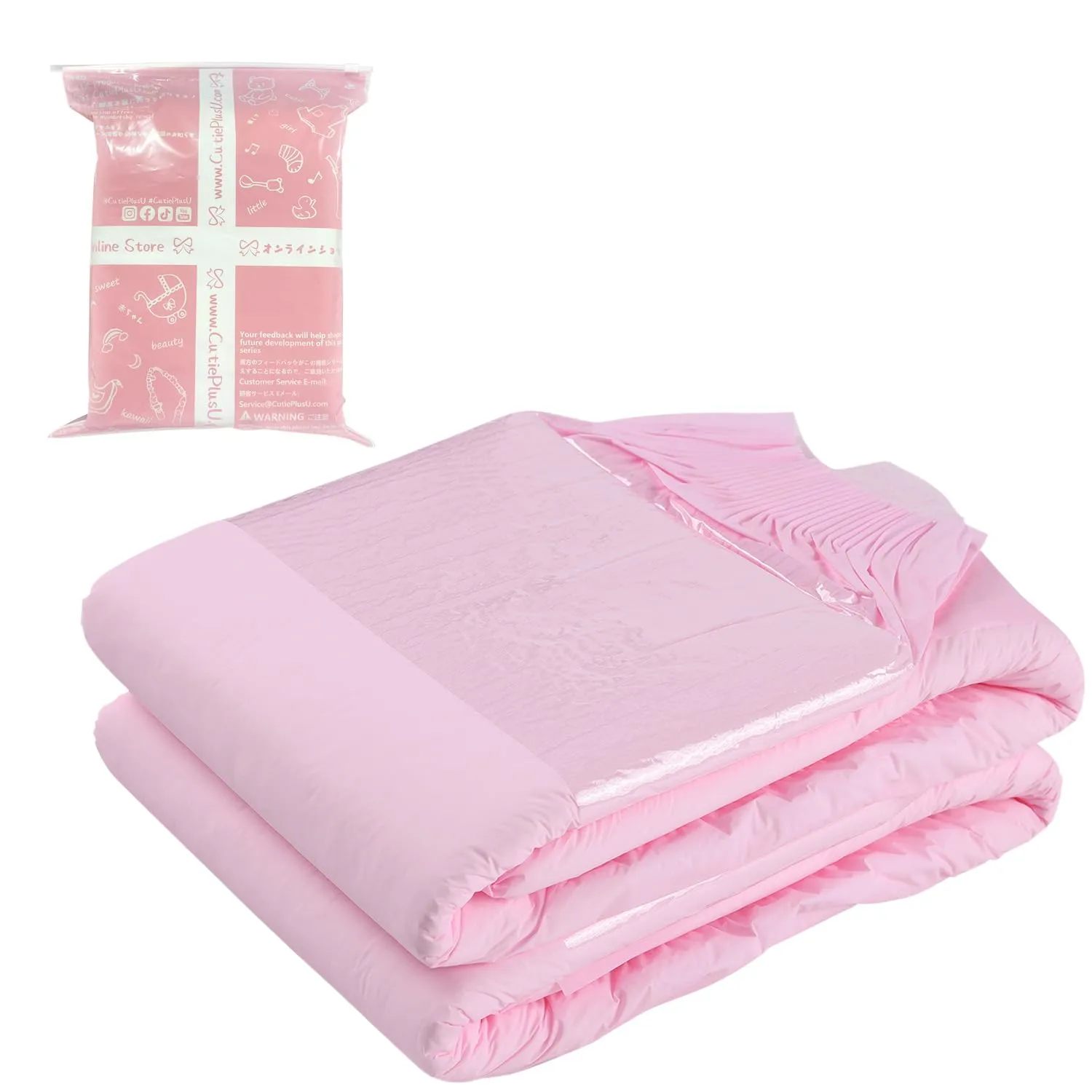 CutiePlusU Disposable Diaper 2 Pieces Pink (Medium 28"-38")